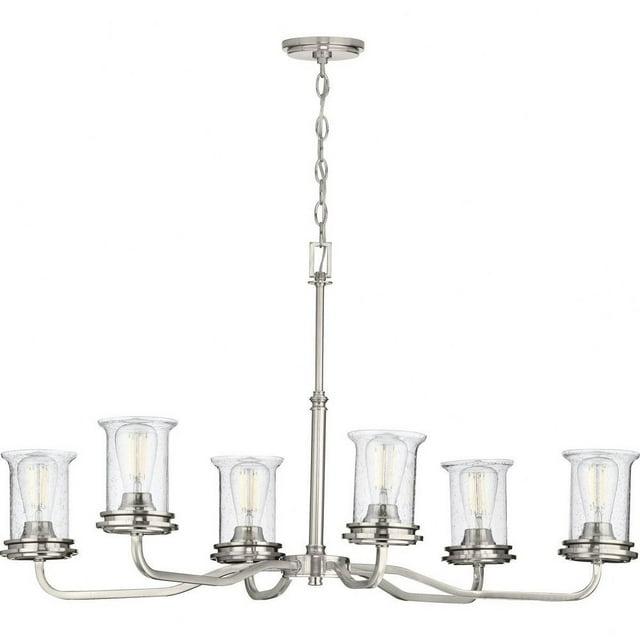 Progress Lighting Winslett 6-Light Chandelier, Brushed Nickel, Seeded Glass Shades