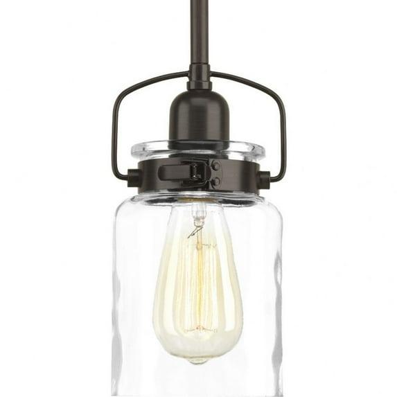 Progress Lighting Calhoun 1-Light Pendant, Antique Bronze, Parchment-Finish Glass Shade