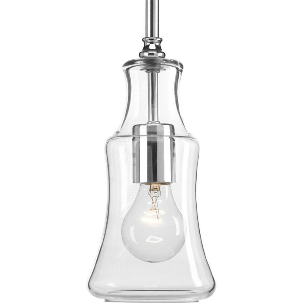 Litchfield Coastal-Inspired Mini Pendant in Polished Chrome with Glass Shade