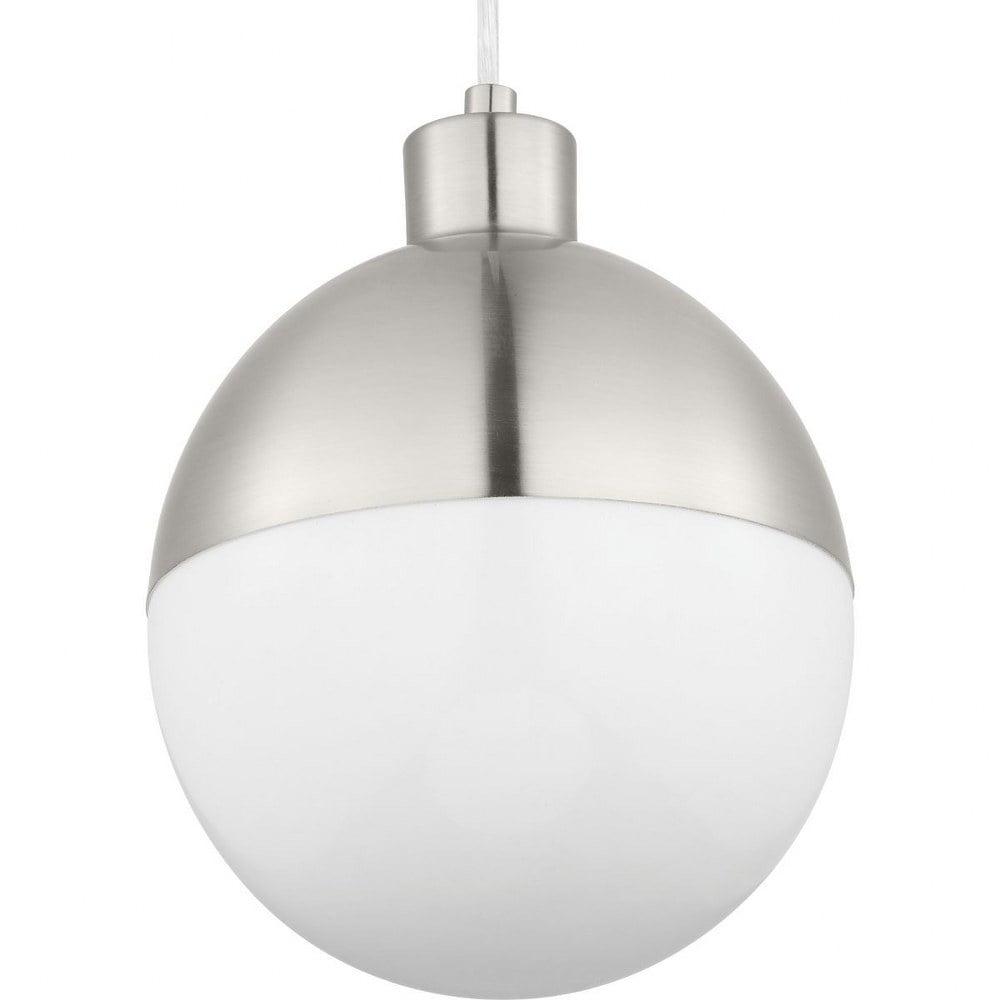 Progress Lighting, Globe Collection, 1-Light Pendant, Brushed Nickel, Opal Glass Shade
