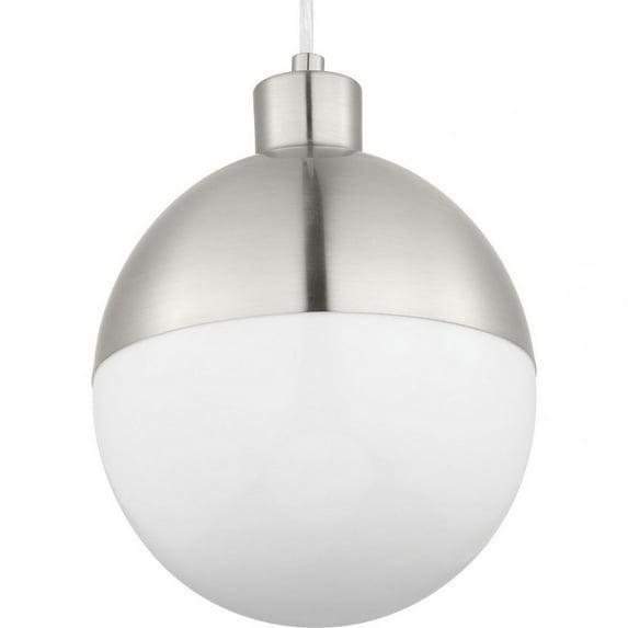 Progress Lighting, Globe Collection, 1-Light Pendant, Brushed Nickel, Opal Glass Shade