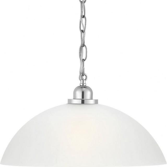 Progress Lighting, Classic Collection, 1-Light Pendant, Brushed Nickel, Etched Glass Shade