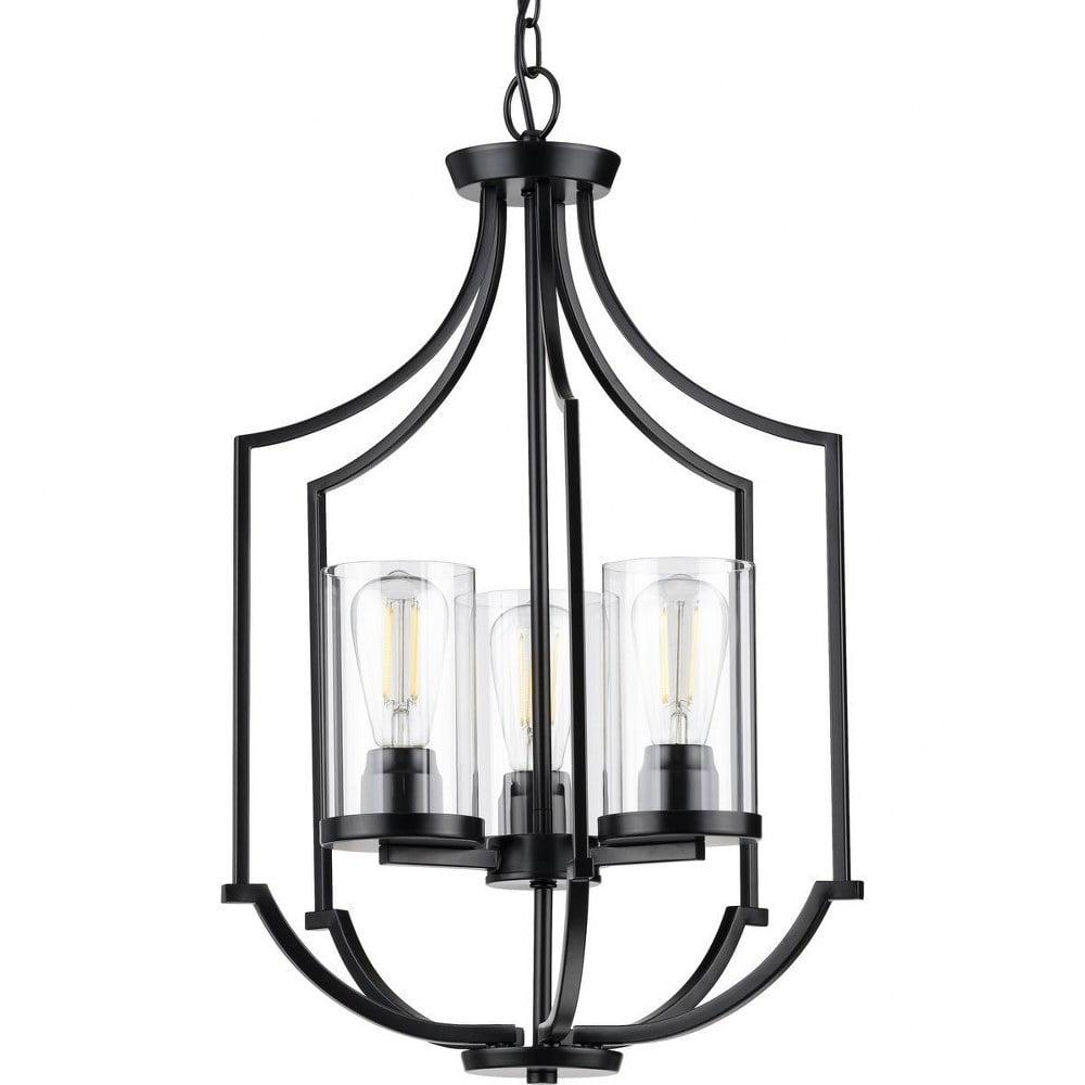Progress Lighting, Lassiter Collection, 3-Light Foyer, Brushed Nickel, Clear Glass Shades