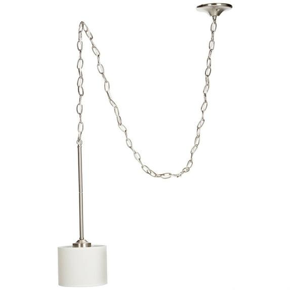 Progress Lighting, Inspire Collection, 1-Light Mini-Pendant, Brushed Nickel, Off-White Linen Fabric Shade