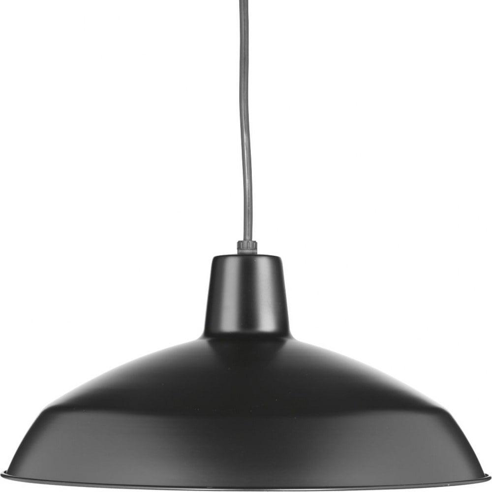 Progress Lighting, Sanabria, 1-Light, Pendant, Matte Black, Spun Metal Shade