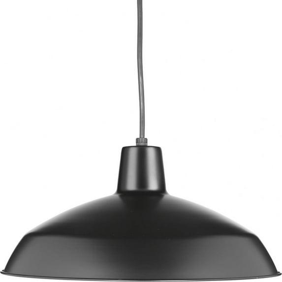 Progress Lighting, Sanabria, 1-Light, Pendant, Matte Black, Spun Metal Shade