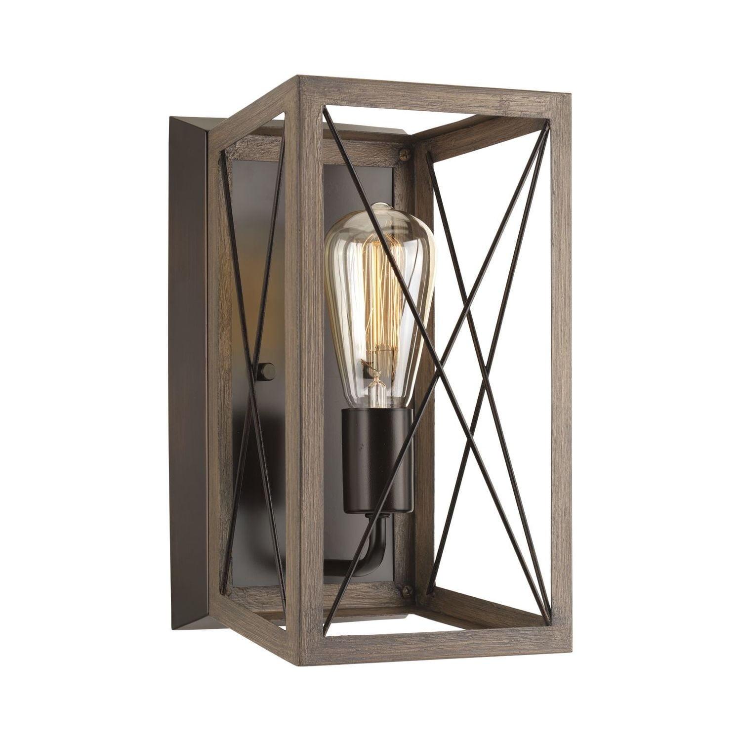 Progress Lighting Briarwood Antique Bronze Wall Sconce With Faux Wood Enclosure