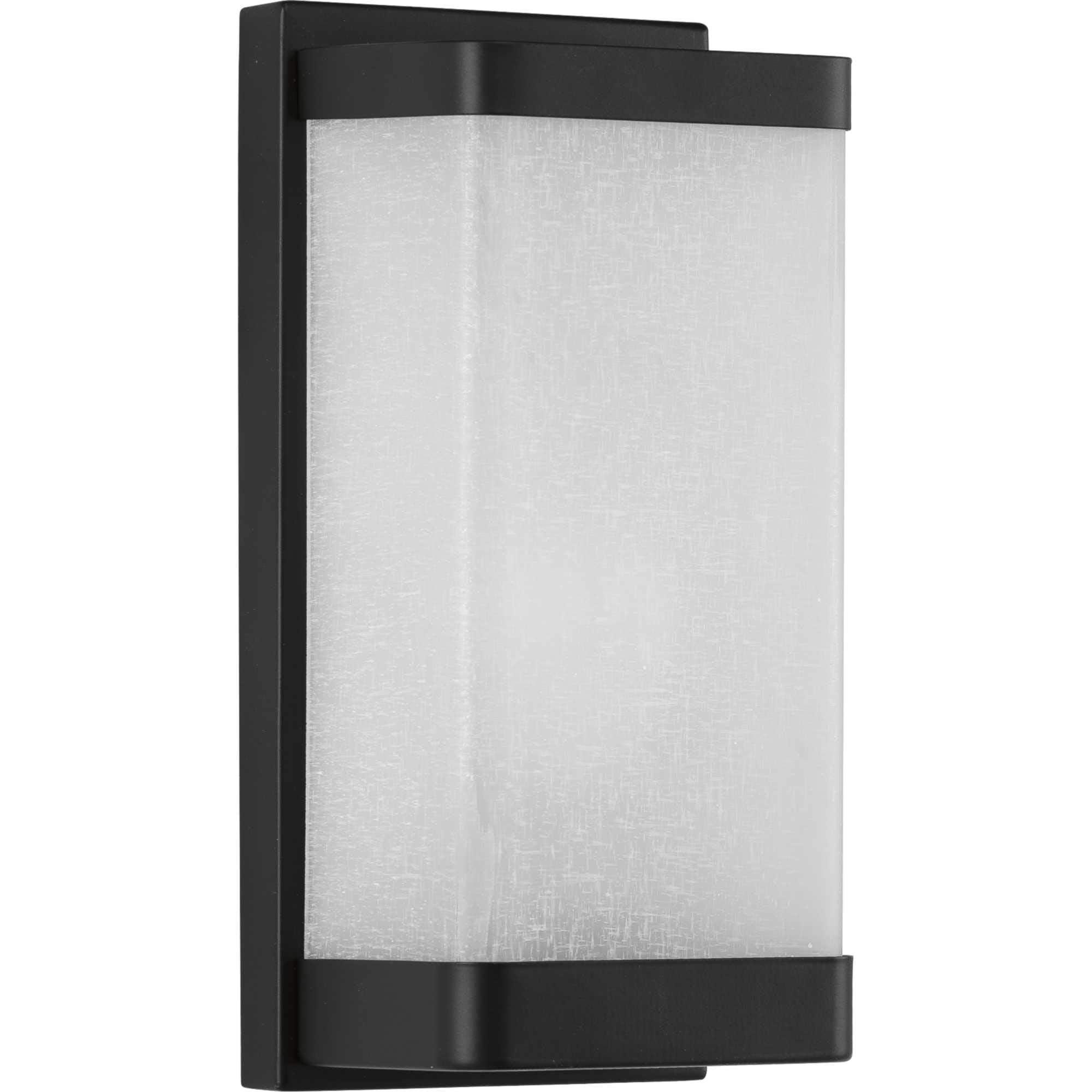 Progress Lighting Linen Glass Sconce, 1-Light Wall Light, Black Finish, Etched Glass Shade