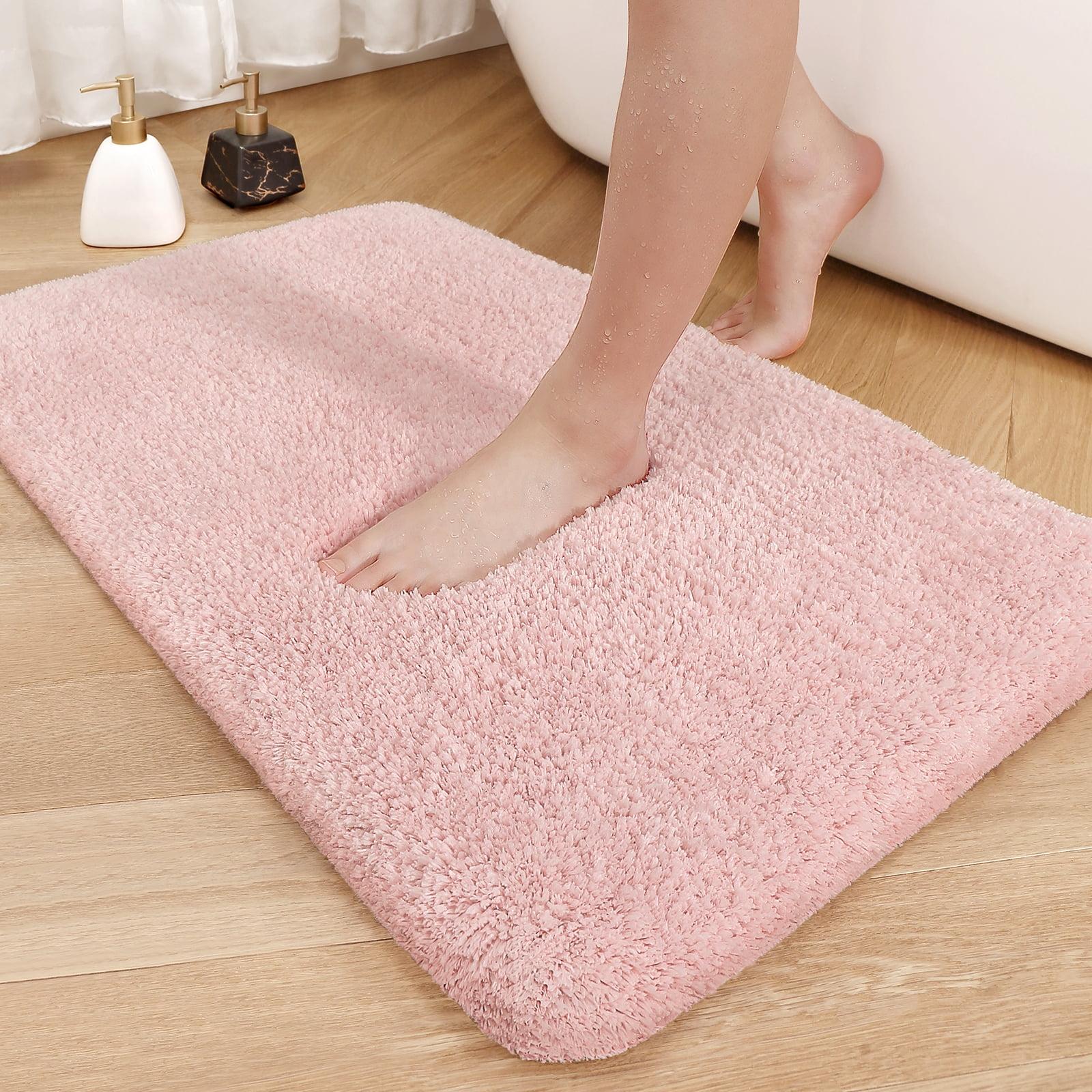 Soft Pink Microfiber Non-Slip Bathroom Rug 20"x32"