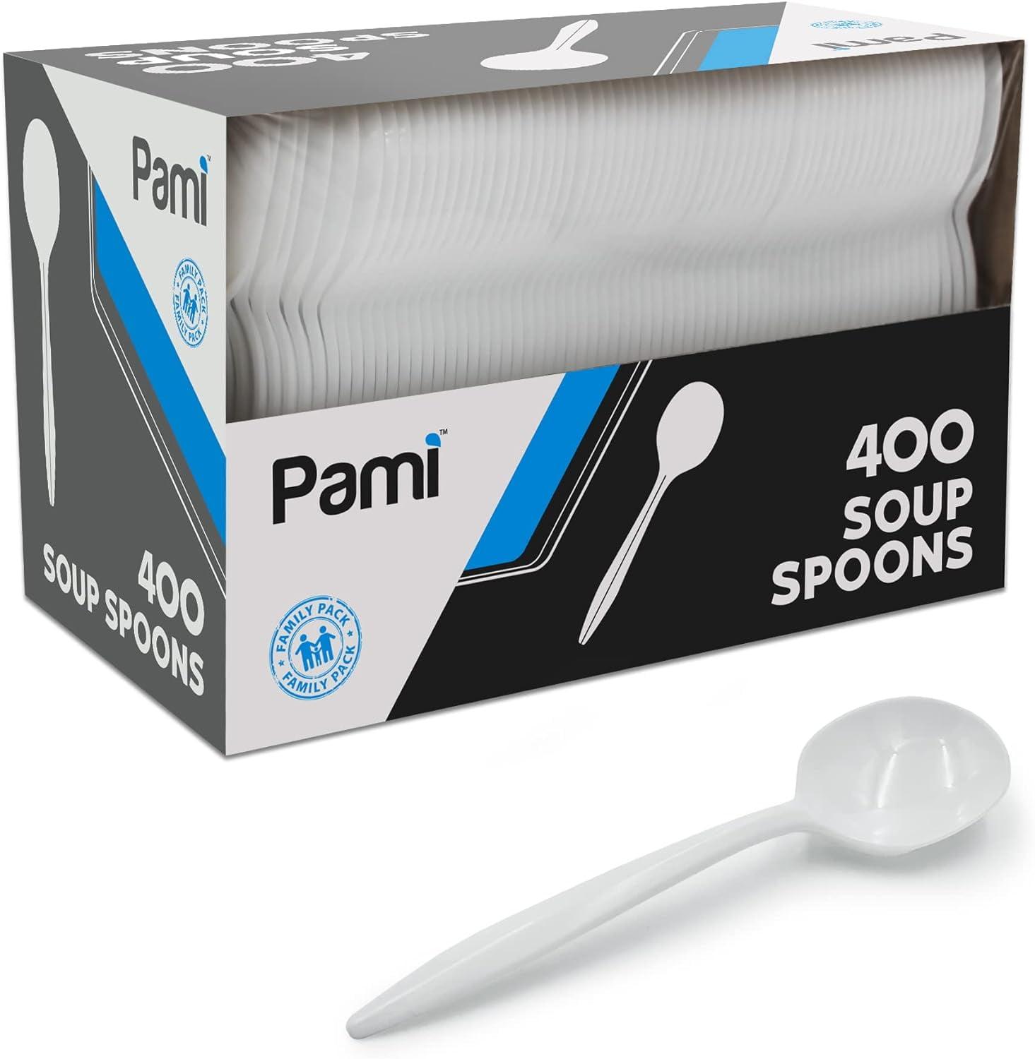 PAMI Disposable Teaspoons Medium Weight Coffee Spoons Plastic Utensils, 400-Pack