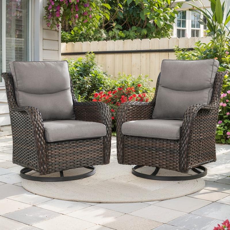 Koba Outdoor Wicker Rattan Rocking Swivel Chair (Set of 2)