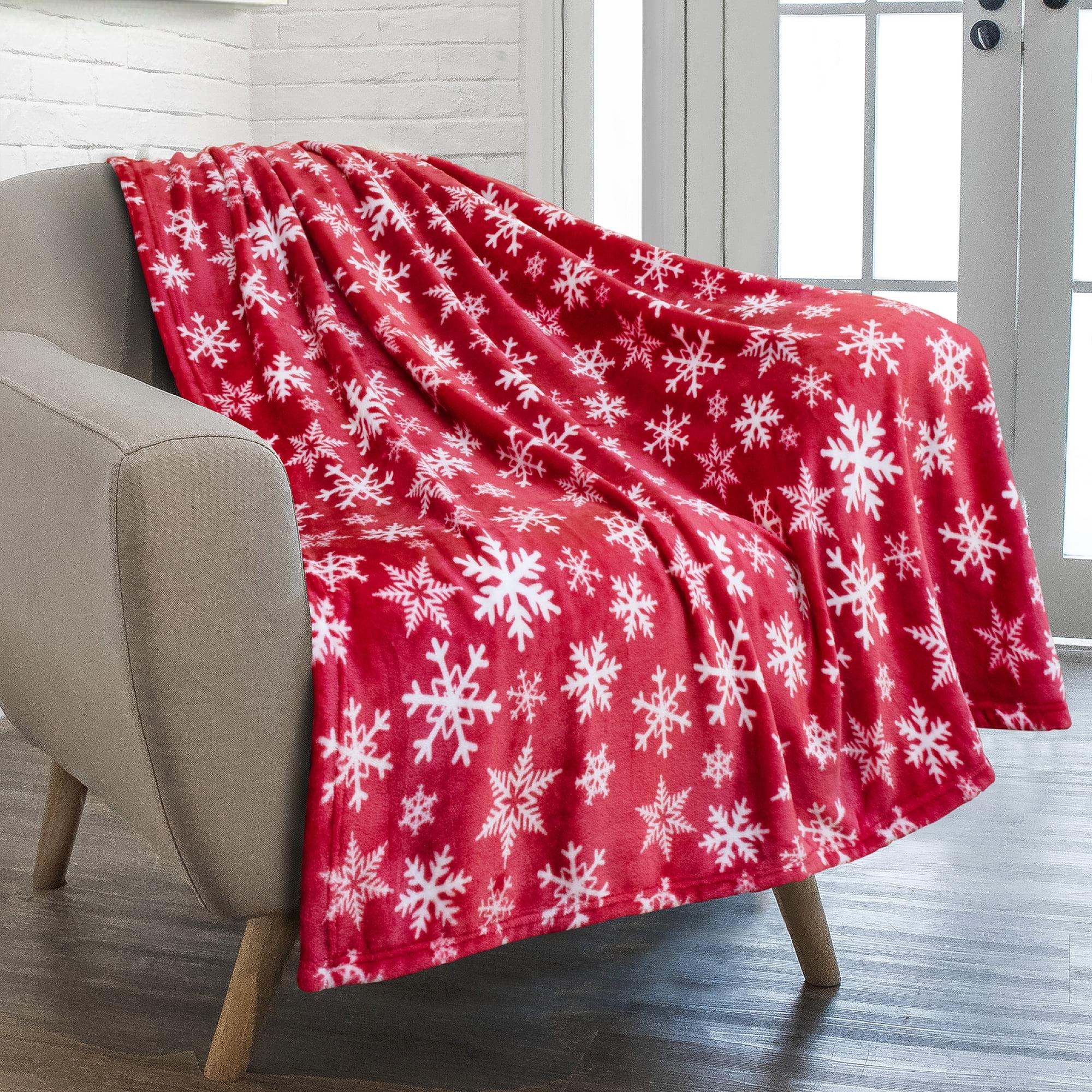 Snowflake Red Fleece Christmas Throw Blanket for Kids