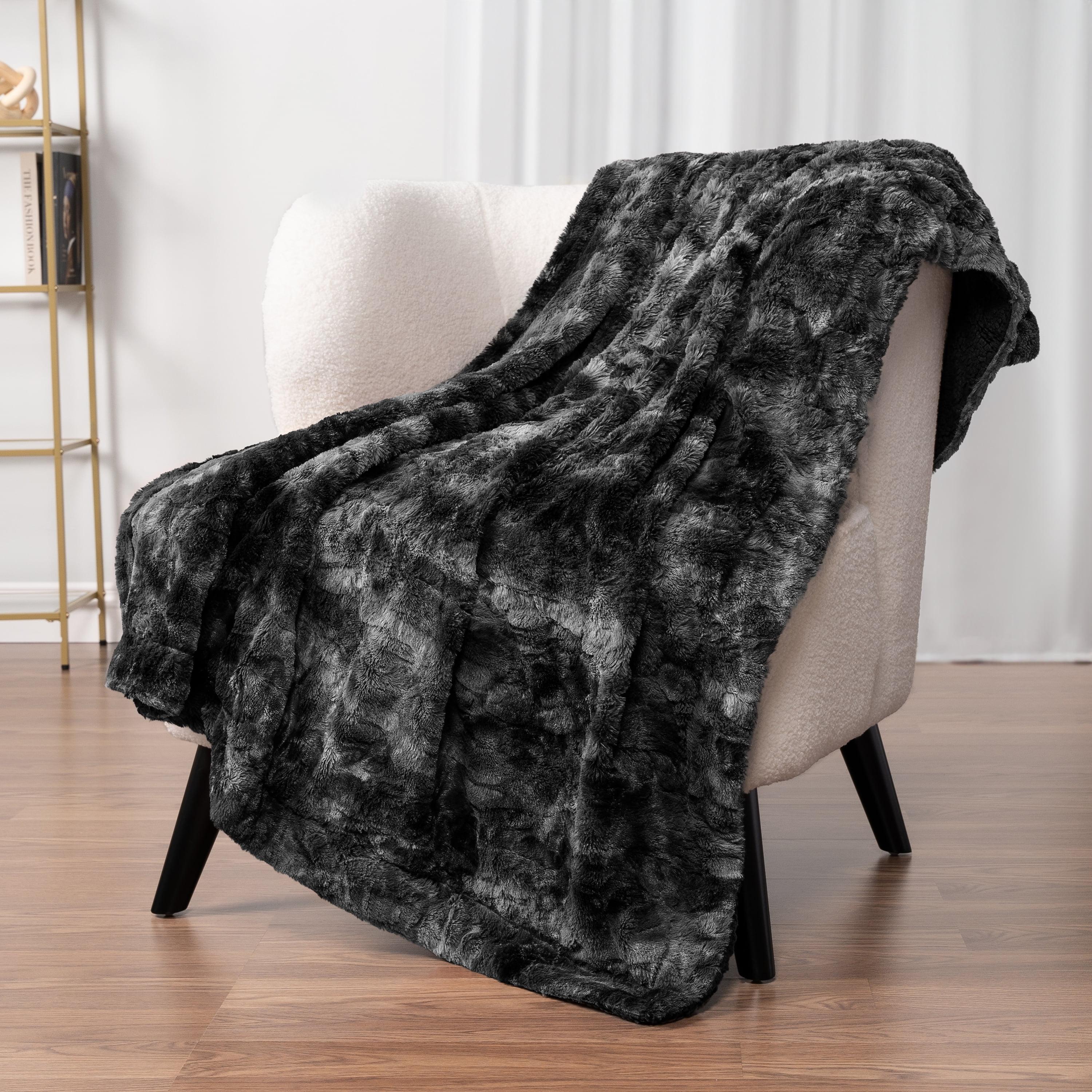 PAVILIA Tie-Dye Faux Fur Throw Blanket, Furry Fuzzy Fluffy Shaggy Plush Warm Reversible Thick for Bed Couch Sofa