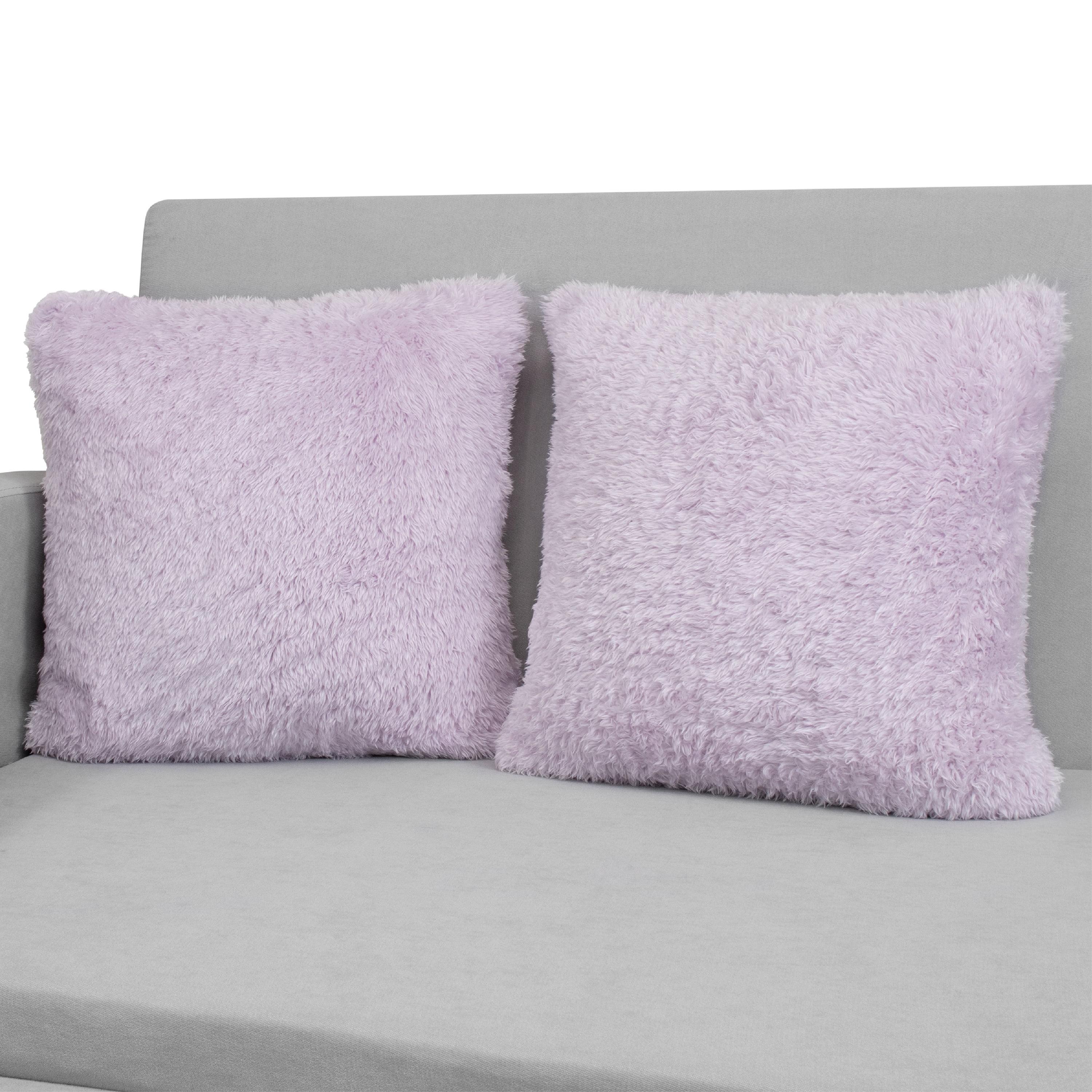 Lavender Faux Shearling 18" Square Pillow Covers Set of 2