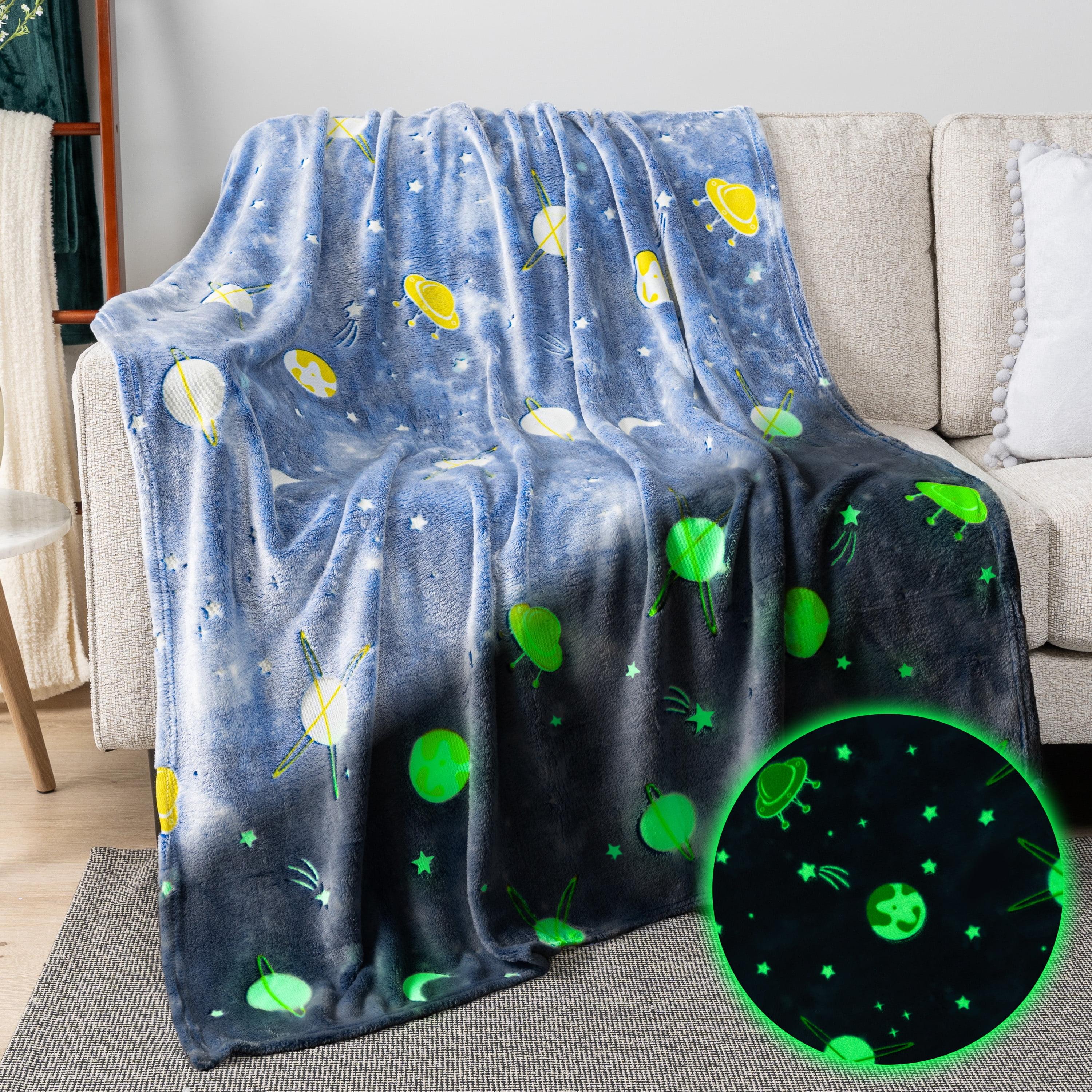 PAVILIA Glow in the Dark Blanket for Girls Boys, Soft Gift Toy Throw for Birthday Christmas Kids Room Decor