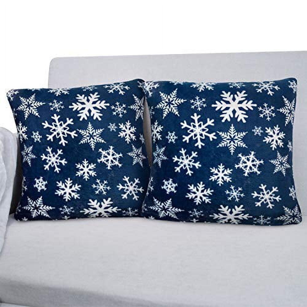 PAVILIA Set of 2 Throw Pillow Covers, Decorative Velvet Square Cushion Cases for Bed Sofa Couch Bedroom Living Room, Snowflake Blue/18 x 18