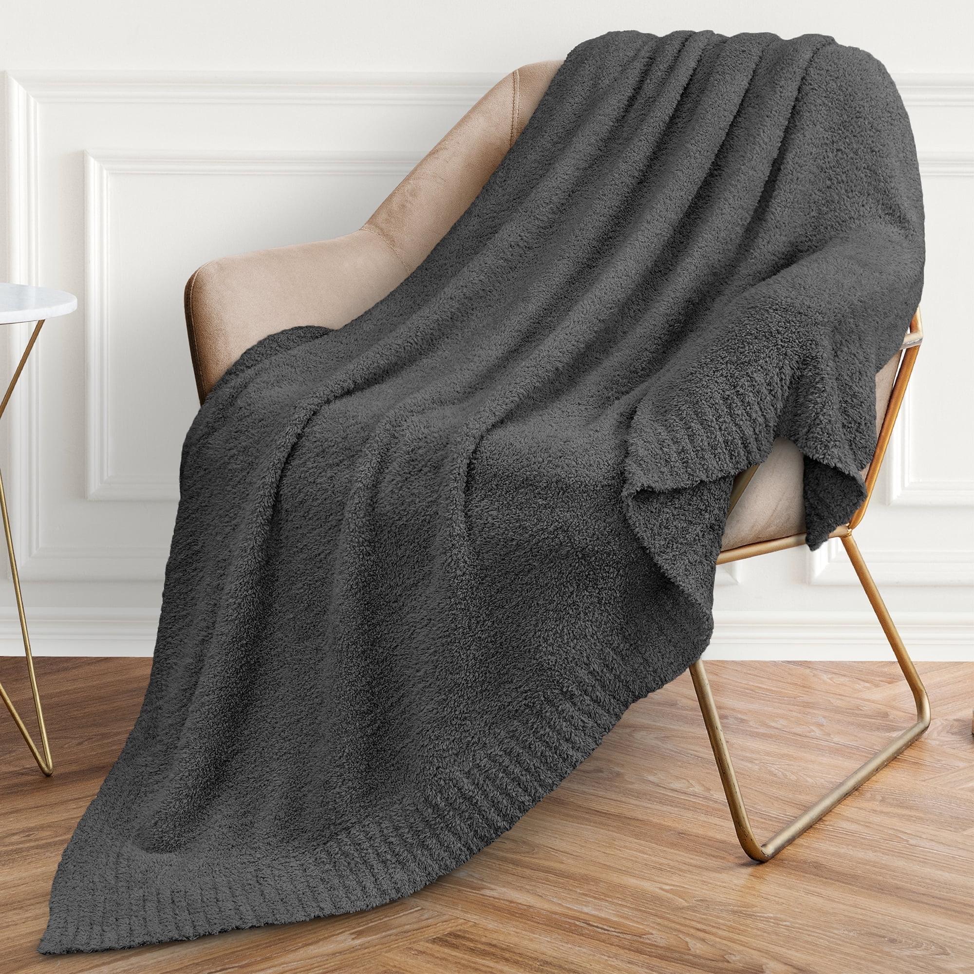 PAVILIA Plush Knit Throw Blanket for Couch Sofa Bed, Super Soft Fluffy Fuzzy Lightweight Warm Cozy All Season