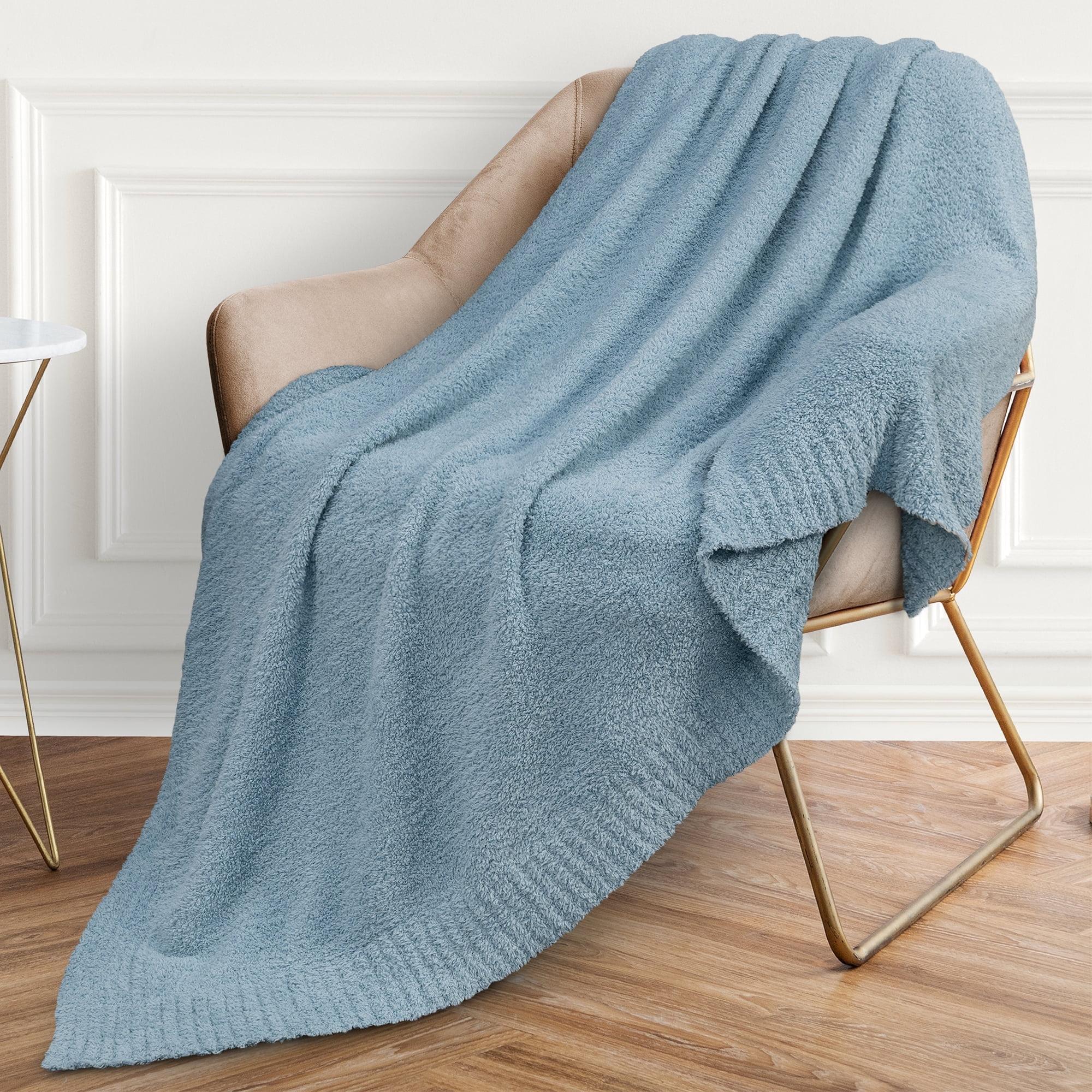 PAVILIA Plush Knit Throw Blanket for Couch Sofa Bed, Super Soft Fluffy Fuzzy Lightweight Warm Cozy All Season