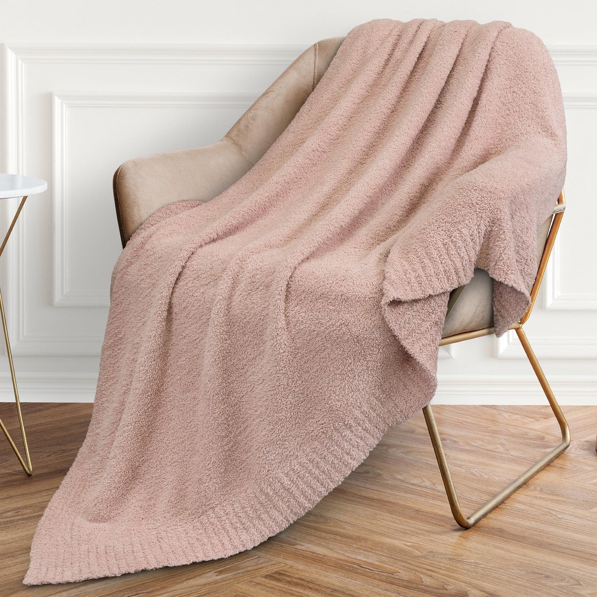 Taupe Tan Plush Knit Reversible Fleece Throw Blanket