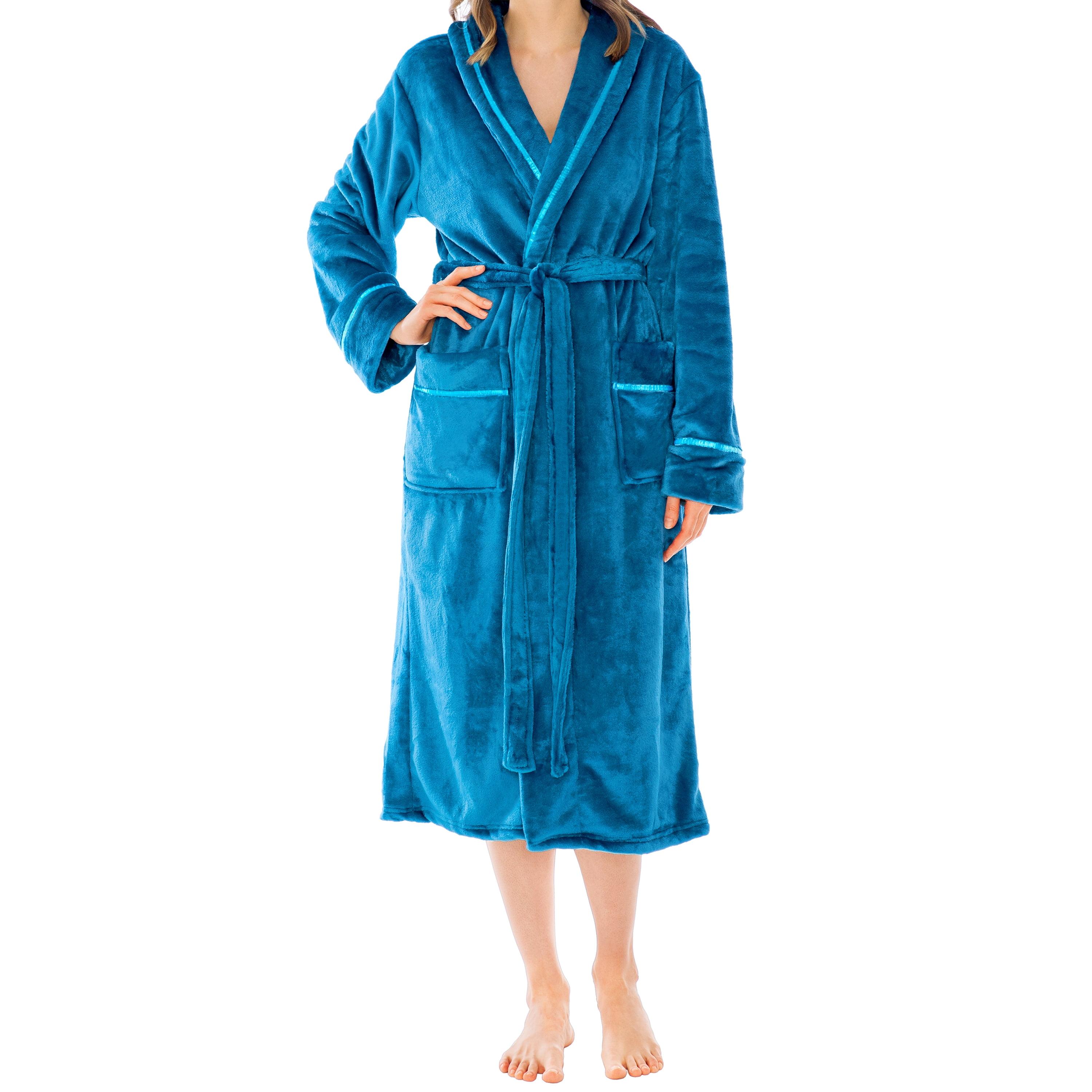 PAVILIA Fleece Robe For Women, Plush Warm Bathrobe, Fluffy Soft Spa Long Lightweight Fuzzy Cozy, Satin Trim