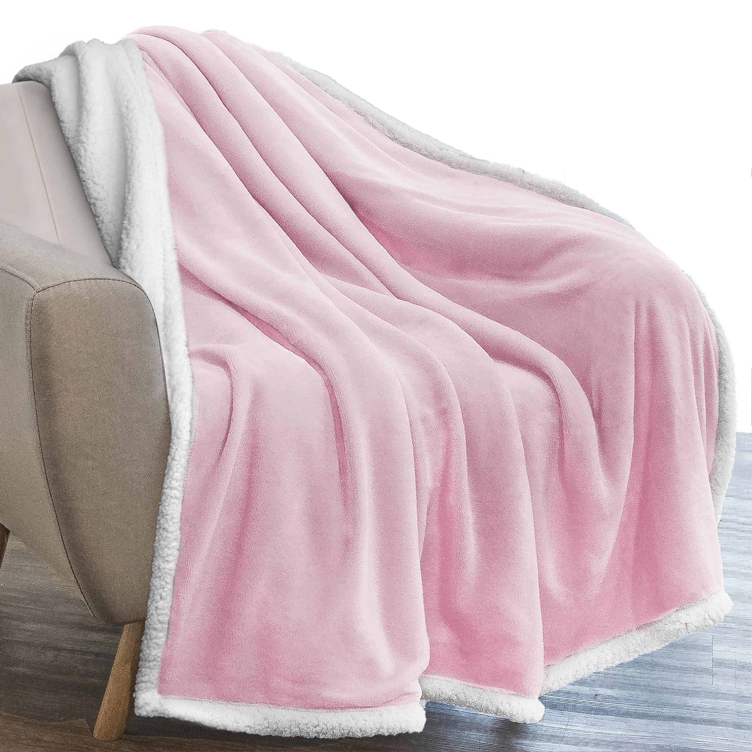 Blush Pink Twin Reversible Sherpa Fleece Blanket