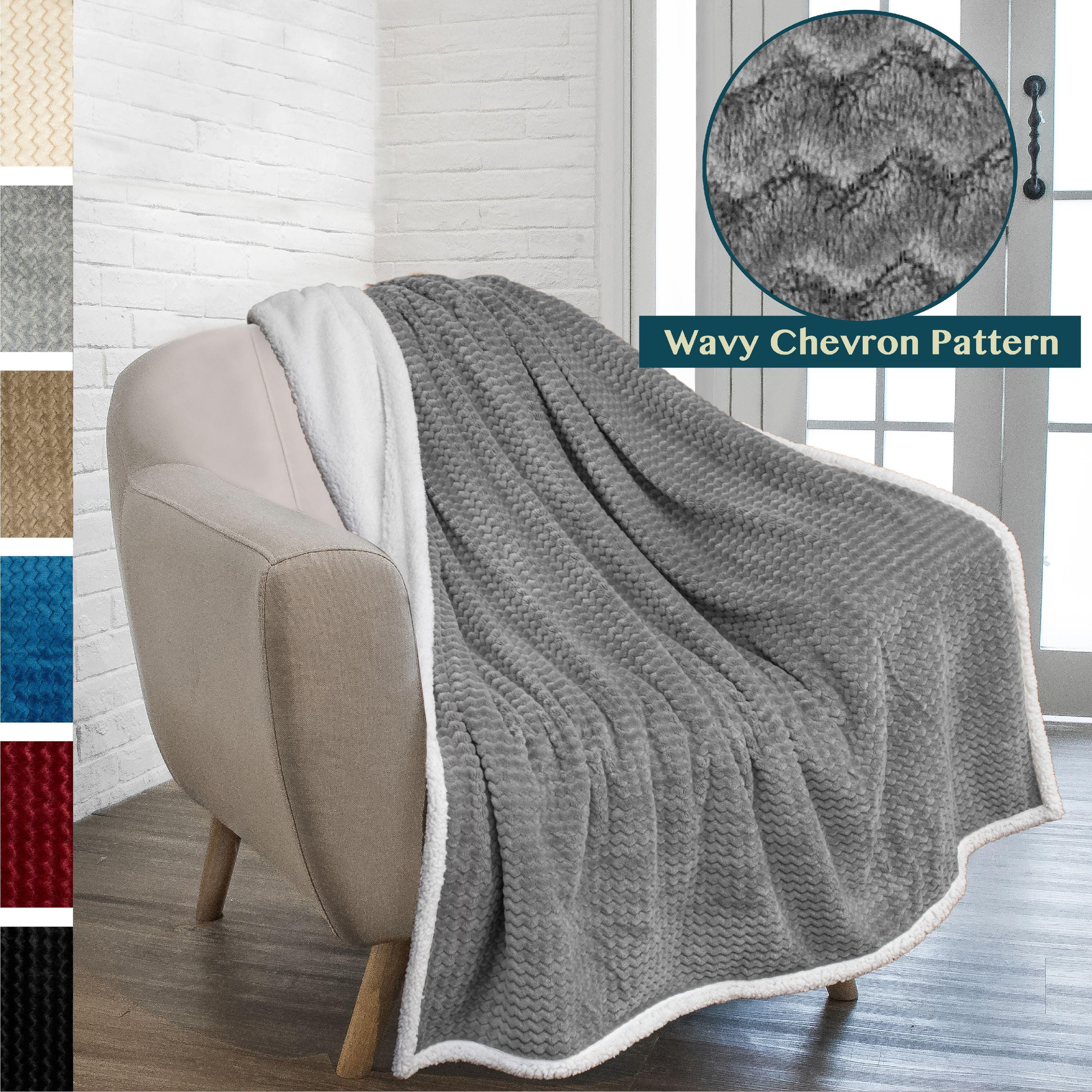 PAVILIA Soft Fleece Blanket Throw for Couch, Lightweight Plush Warm Blankets for Bed Sofa with Jacquard Pattern, Gray/Throw - 50x60