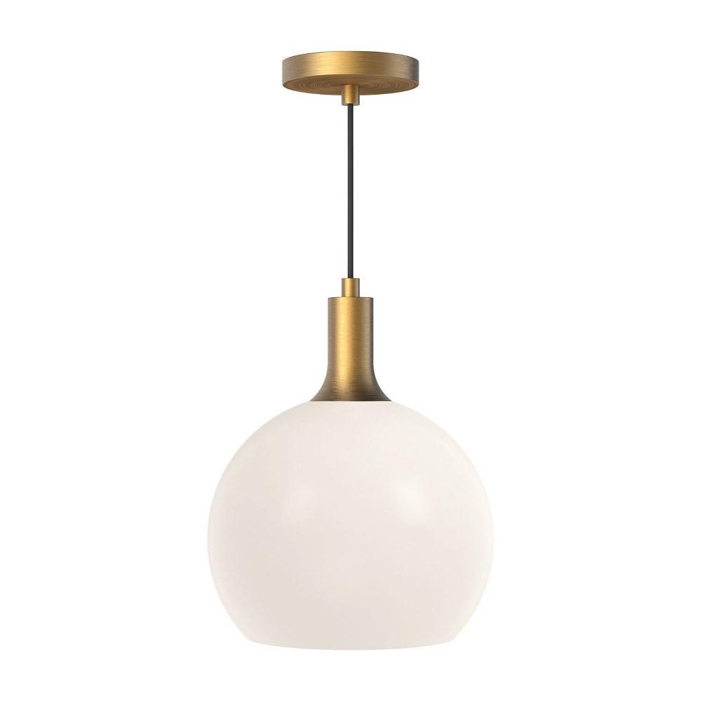 Castilla Mini Globe Pendant in Aged Gold with Matte Opal Glass