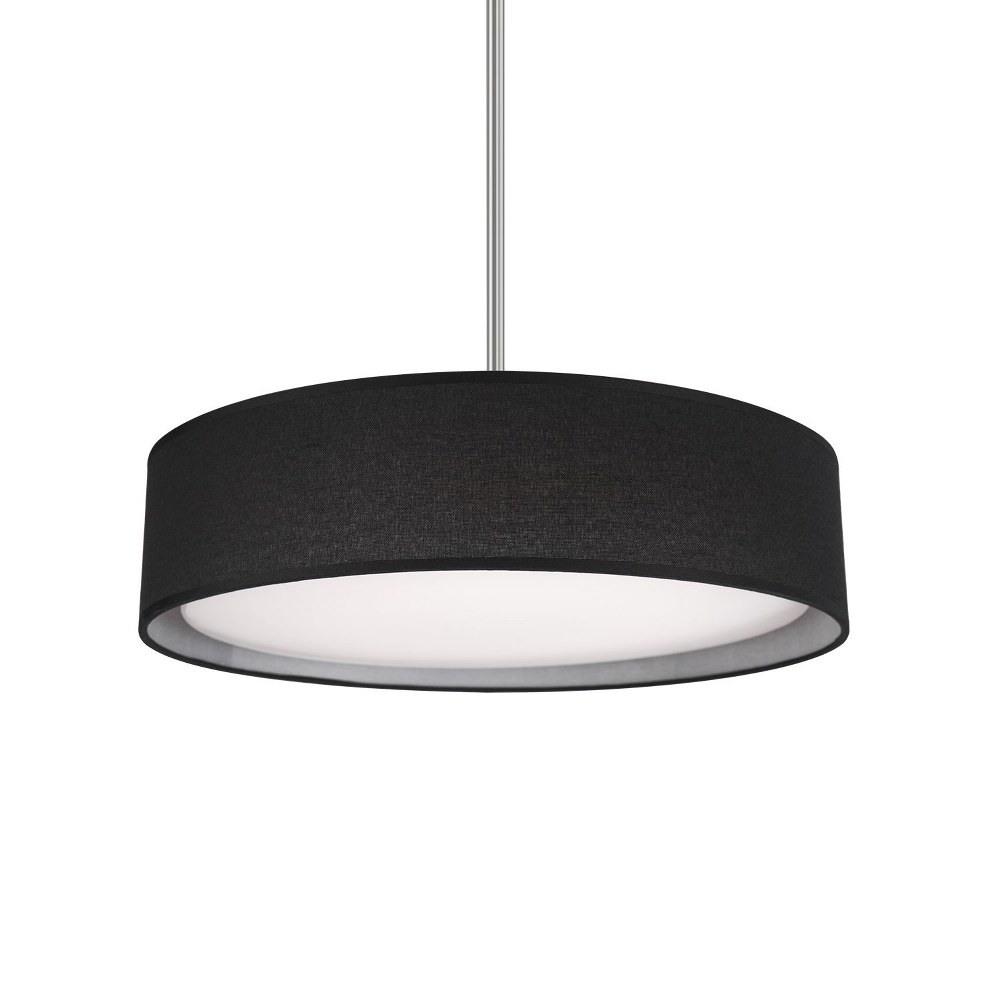 Dalton 16" Brushed Nickel LED Pendant with Black Textured Shade