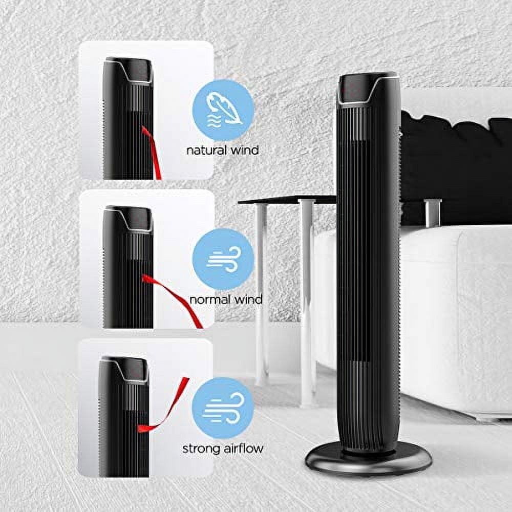 Open Box Pelonis Oscillating Modern Tower Fan with Low Noise Level,Glossy Black