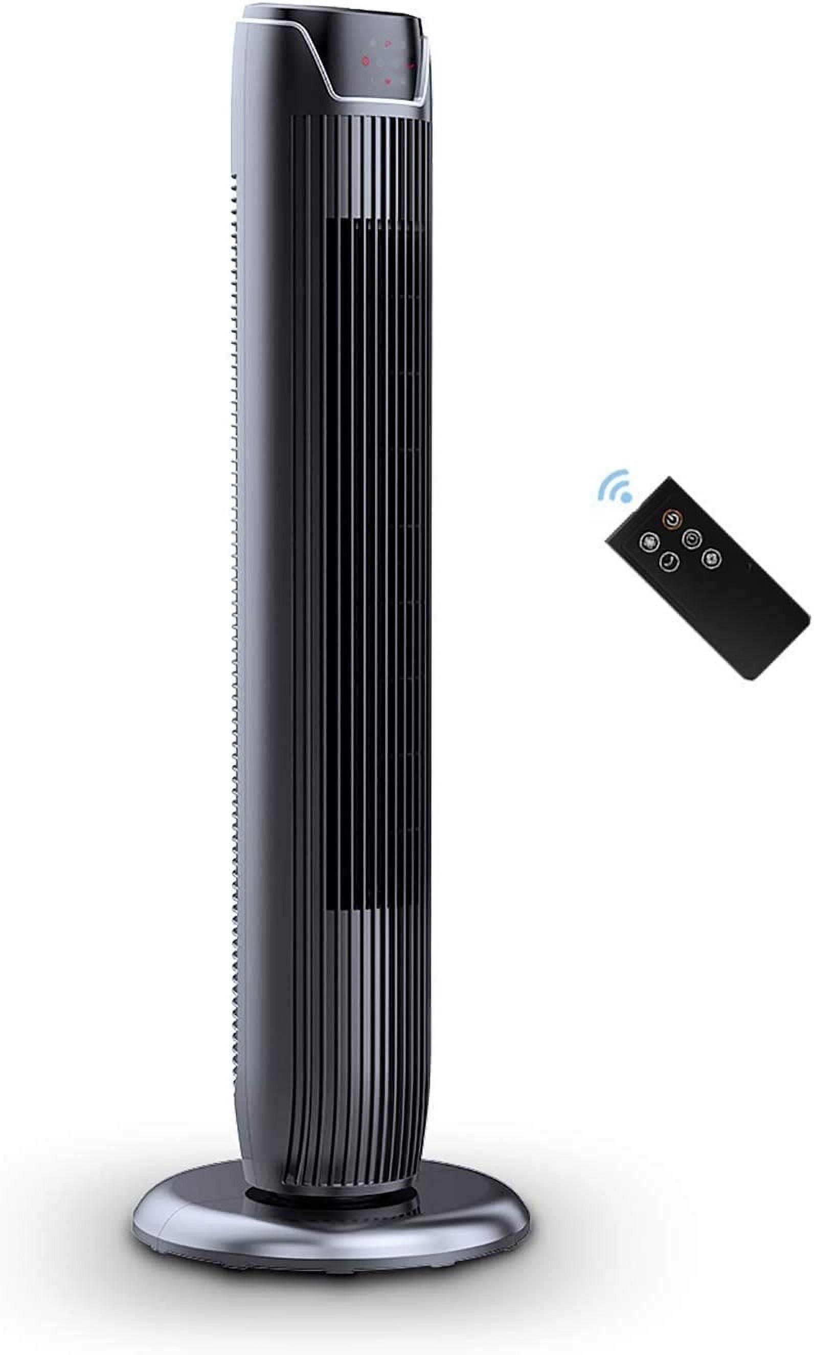 PELONIS 36-Inch Glossy Black Oscillating Tower Fan with Remote