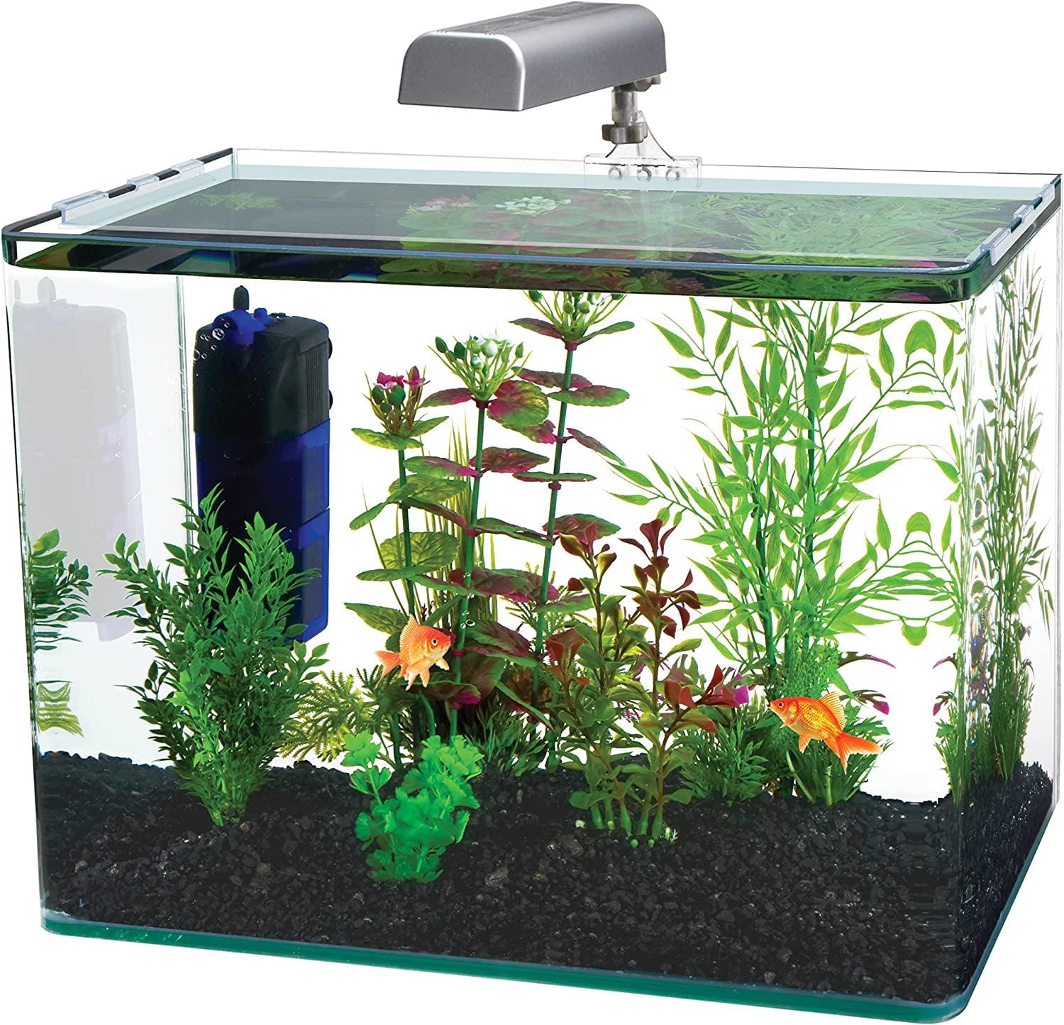 Penn Plax Radius Rectangle Nano Aquarium Kit – Includes LED Light, Internal Filter, and Mat