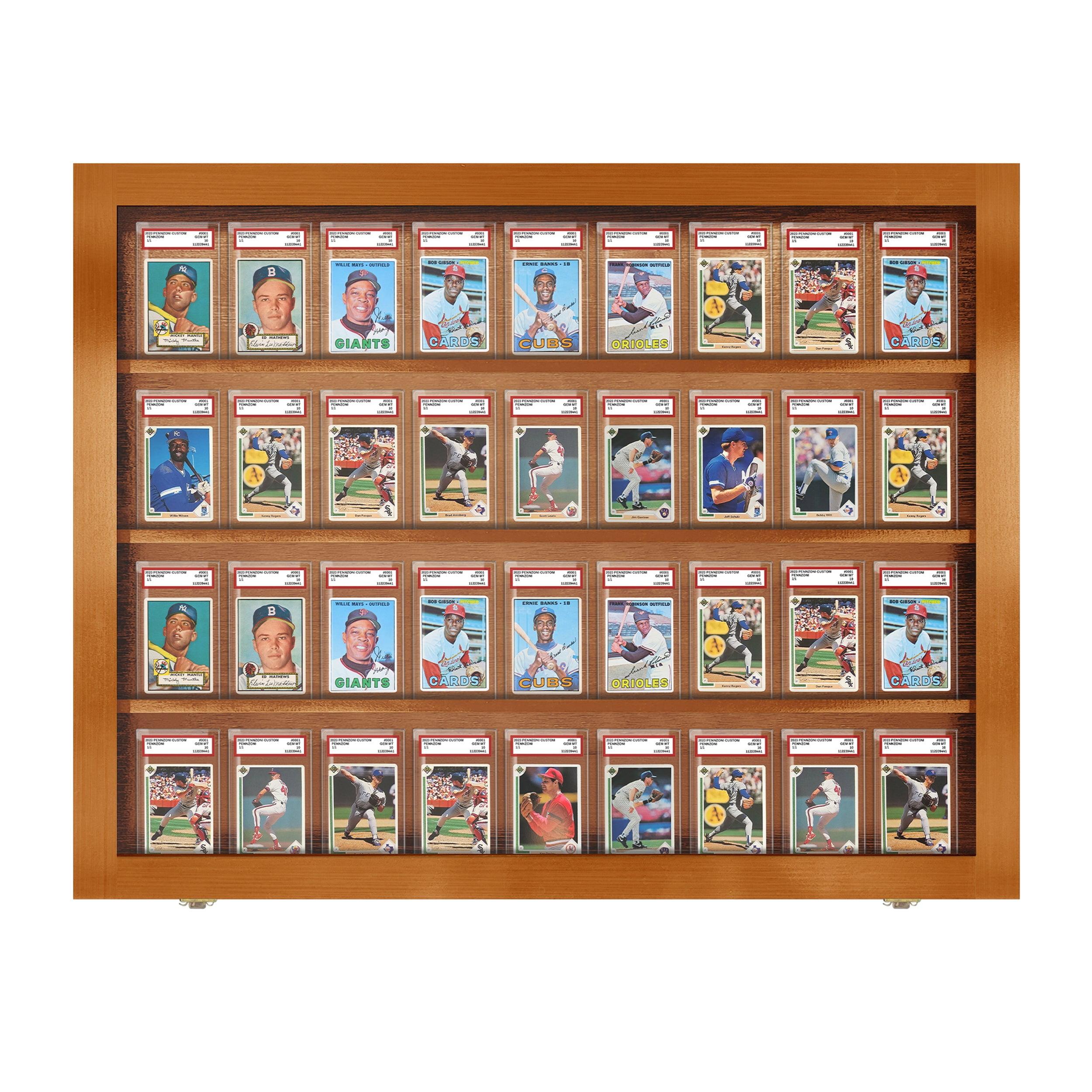 PENNZONI Baseball Card Display Case, 36 Graded Cards Acrylic Frame, Walnut