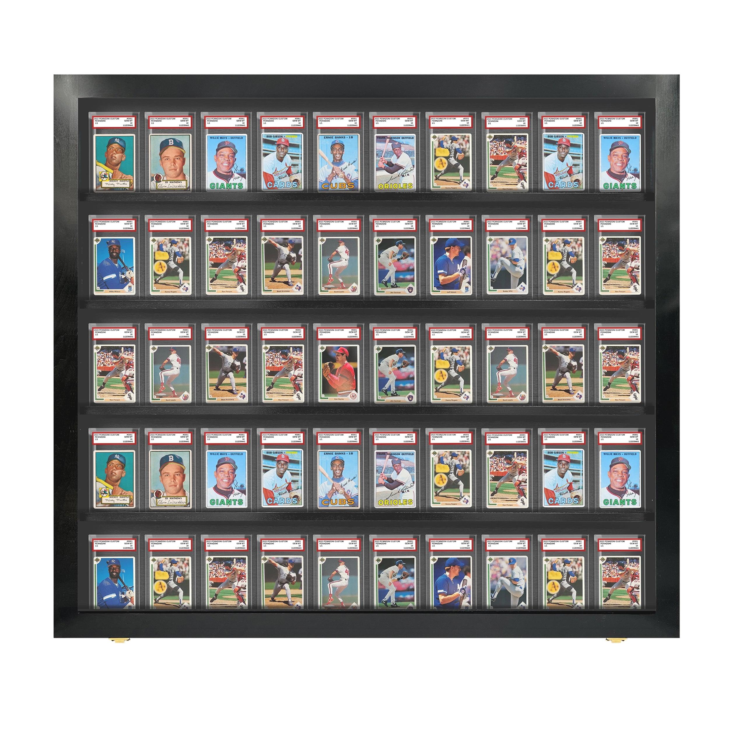 PENNZONI Baseball Card Display Case, 50 Graded Cards Acrylic Frame, Black