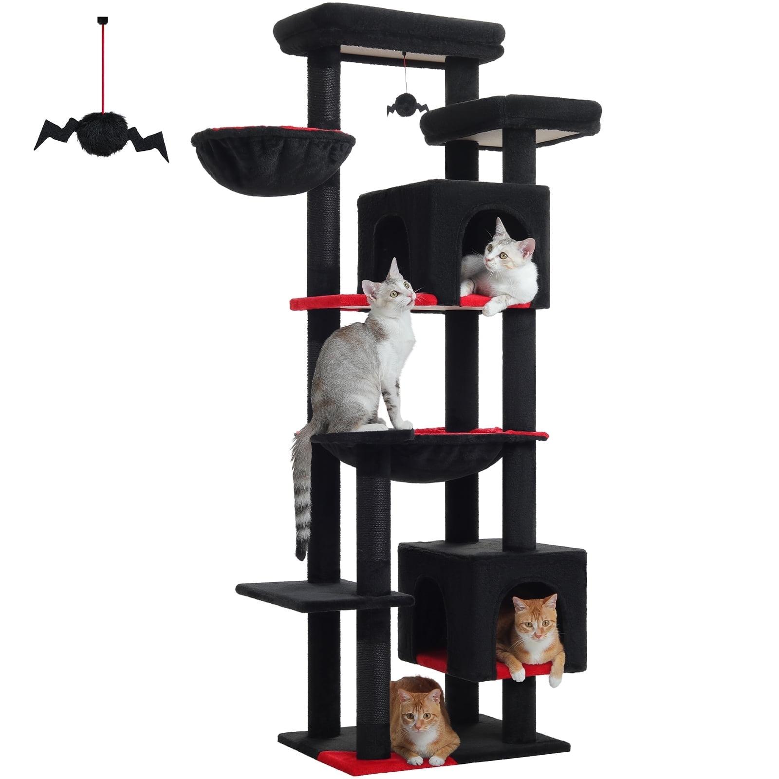 69" Tall Cat Tree For Indoor Large Cats, Large Cat Tower For Adult Cats With Super Large Hammock, Cat Climbing Tree Tower With Scratching Posts, Condo House And Large Top Perch