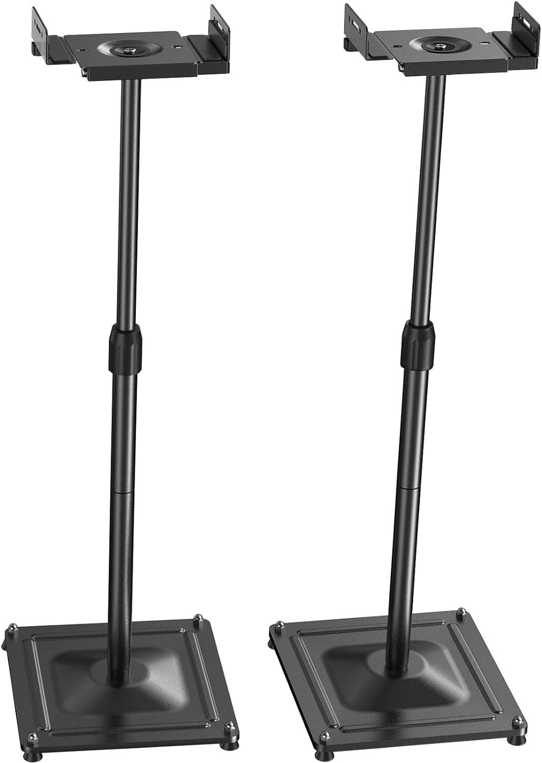 PERLESMITH Universal Speaker Stands Height Adjustable Extend 30.7 to 42.5 Holds Satellite Speakers & Bookshelf Speakers up to 11lbs-1 Pair PSSS2 Black