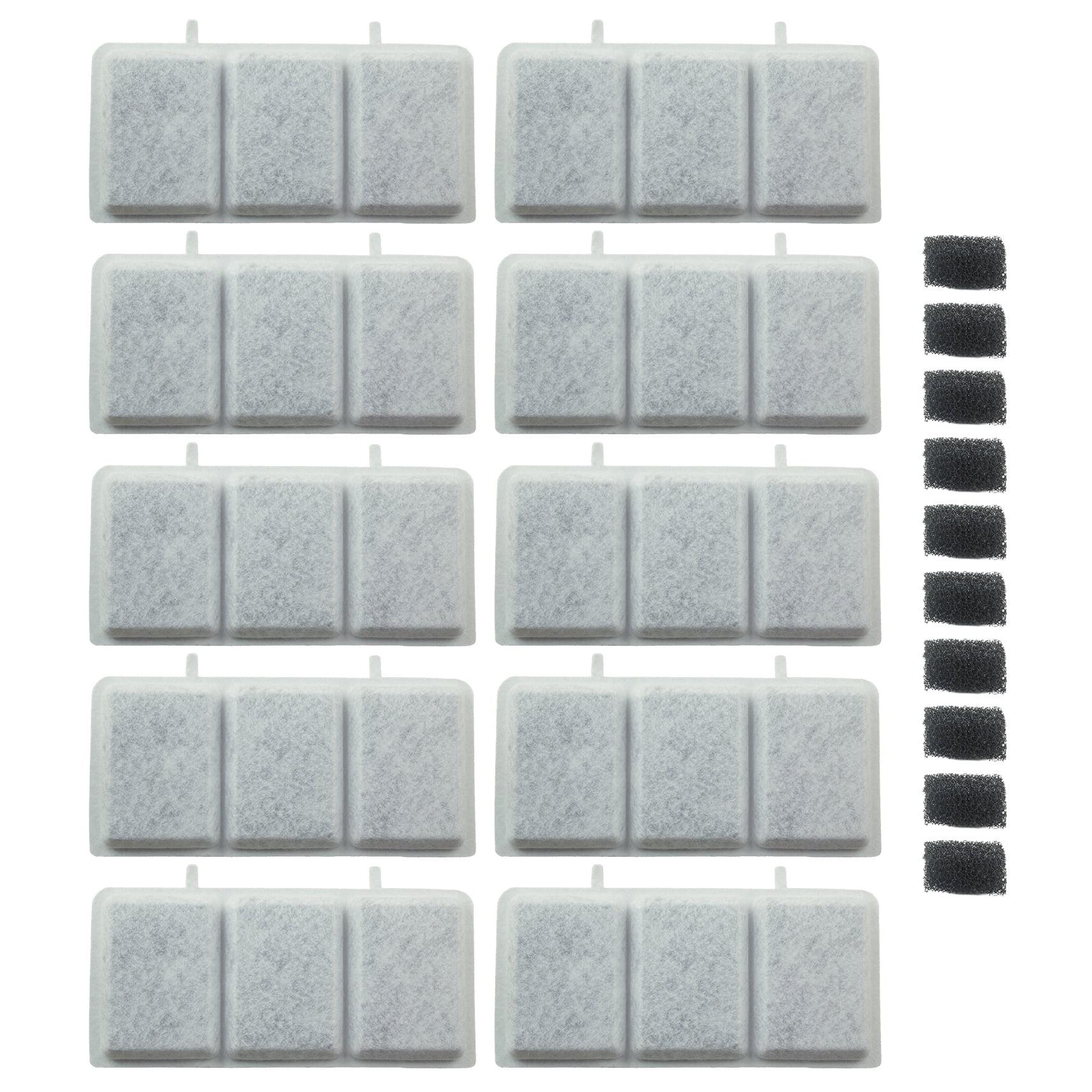 PET STANDARD Replacement Water Filter & 10 Pack Replacement Pre-Filter Sponges Compatible With Petory® 74oz/2.2L Automatic Pet Fountain, Pack of 10