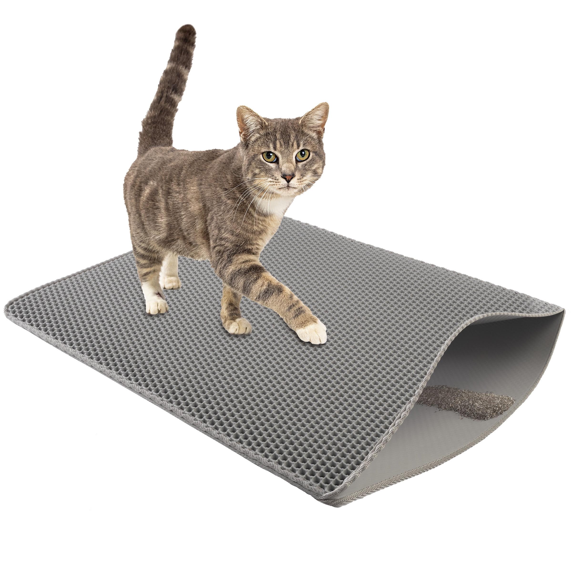 Cat Litter Mat - 30x24 Waterproof Litter Box Mat with Dual-Layer Honeycomb Design for Trapping Litter - Slip-Resistant Cat Mat
