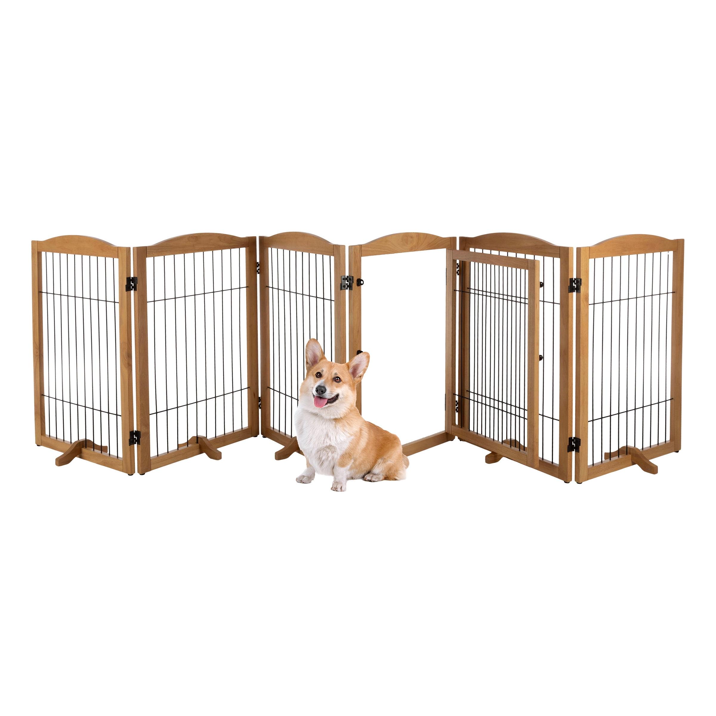 Petmaker PETMAKER Pet Gate - 6-Panel Indoor Folding Dog Fence for Stairs or Doorways - 132.5x31.5-Inch Freestanding Play Pen with Support Feet