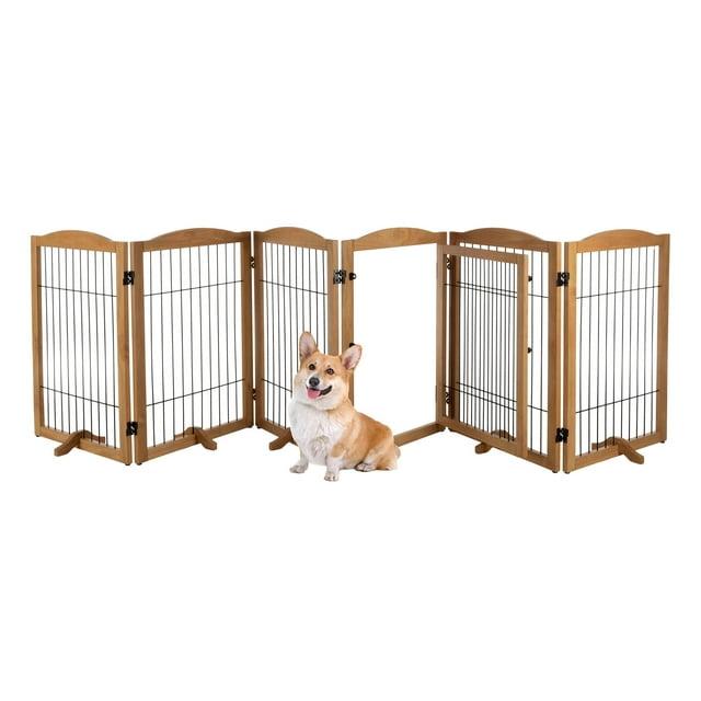 Petmaker PETMAKER Pet Gate - 6-Panel Indoor Folding Dog Fence for Stairs or Doorways - 132.5x31.5-Inch Freestanding Play Pen with Support Feet