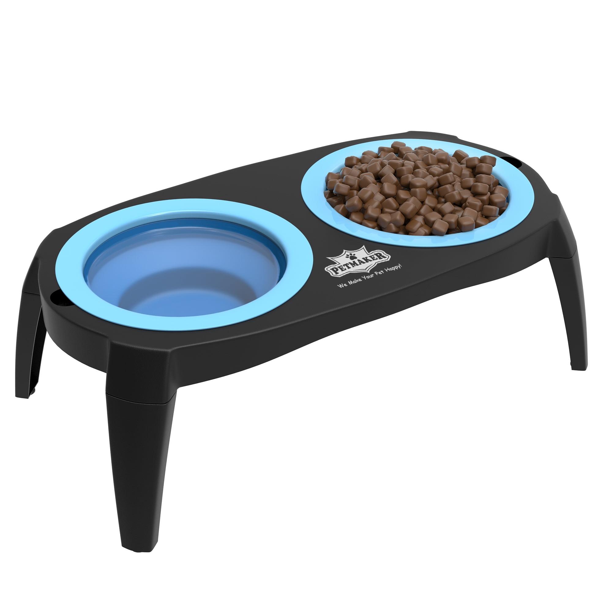 Blue Elevated Pet Bowls with Non-Slip Stand