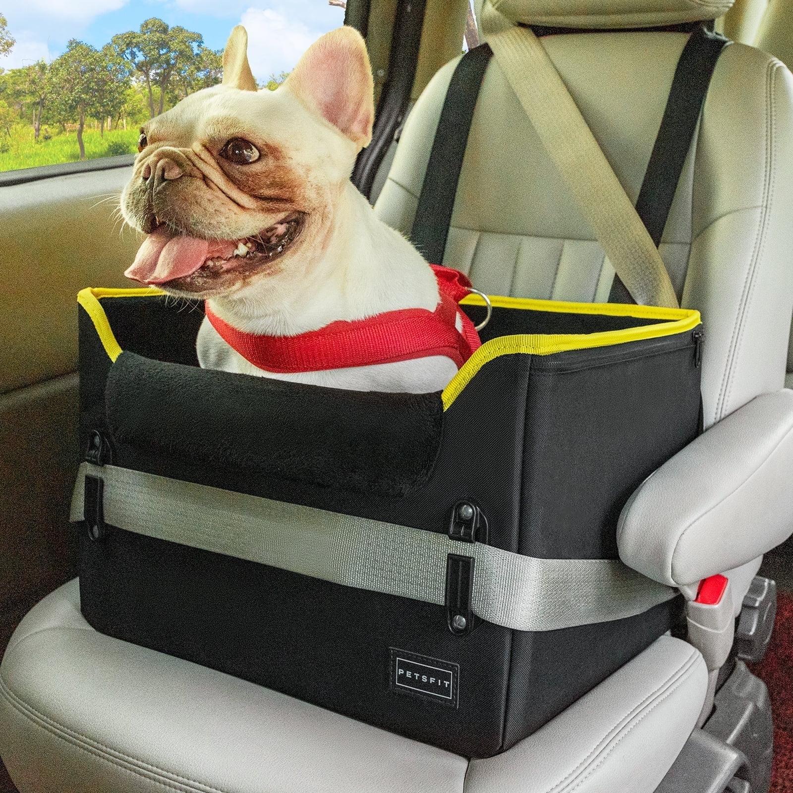 Black Portable Dog Car Seat with Clip-On Leash