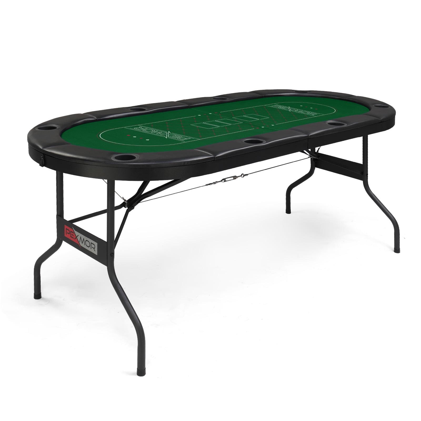 Foldable 8-Player Green Felt Blackjack Poker Table