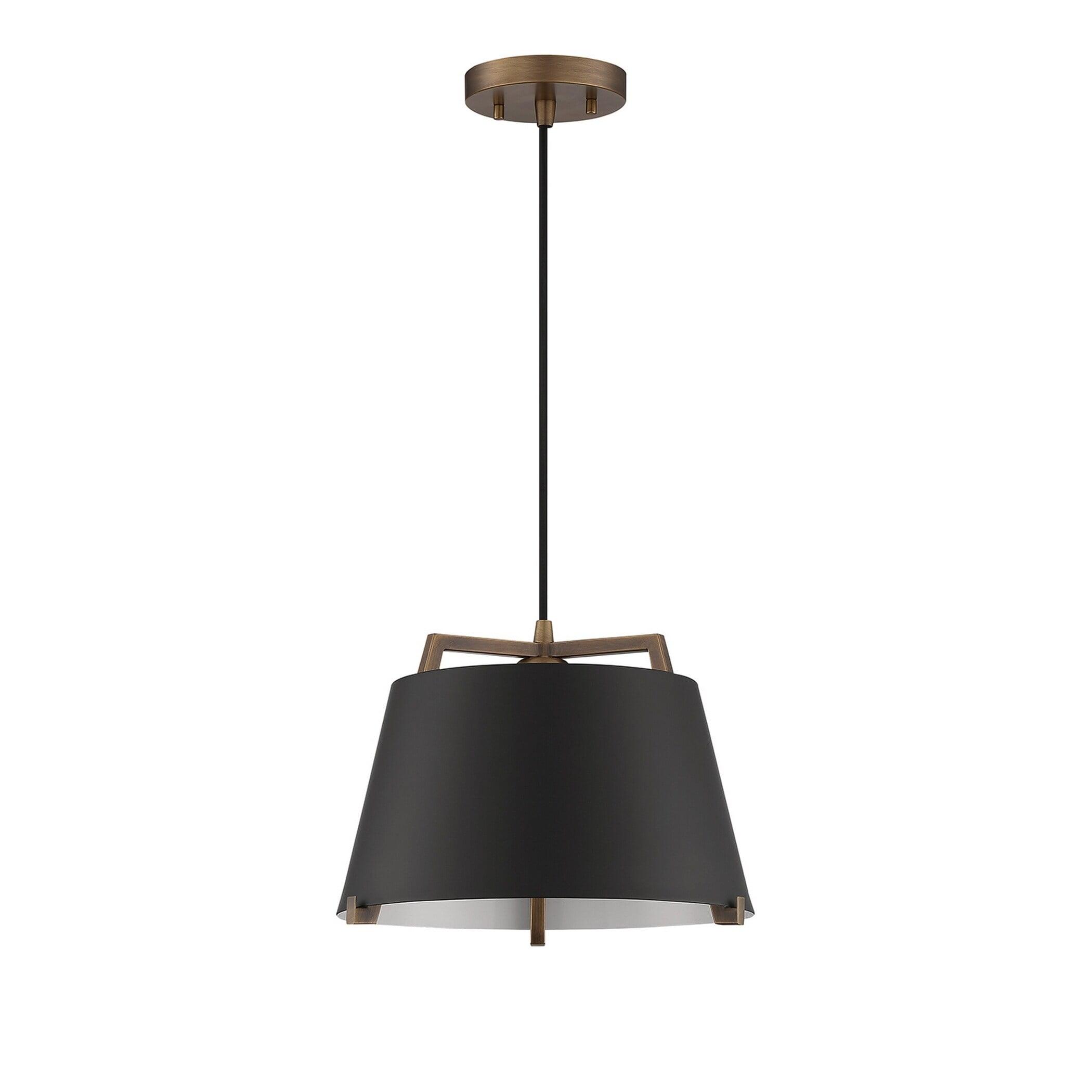 Elevated Sky Black & Brass Drum Pendant Light