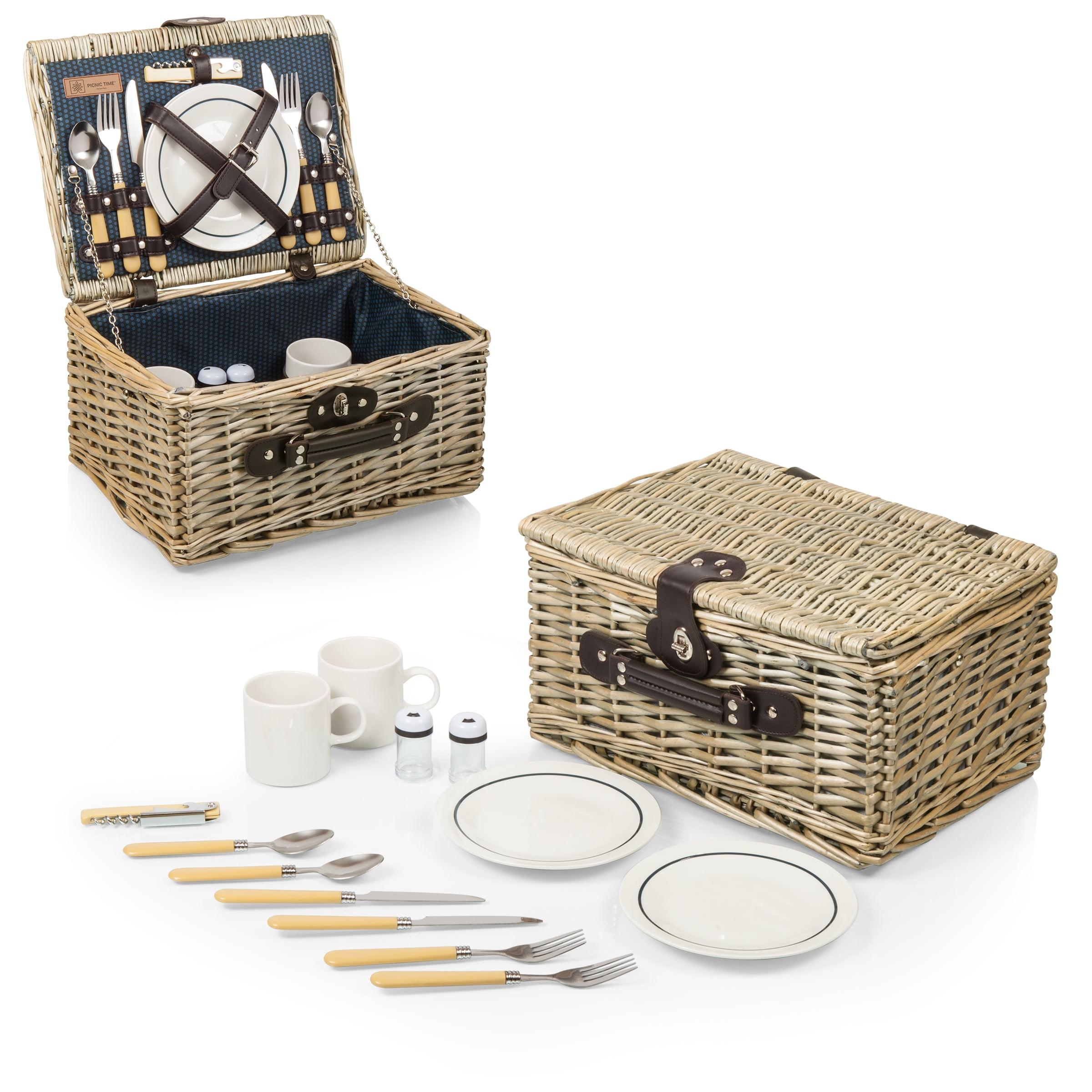 Picnic Time Catalina Wicker Picnic Basket with Picnic