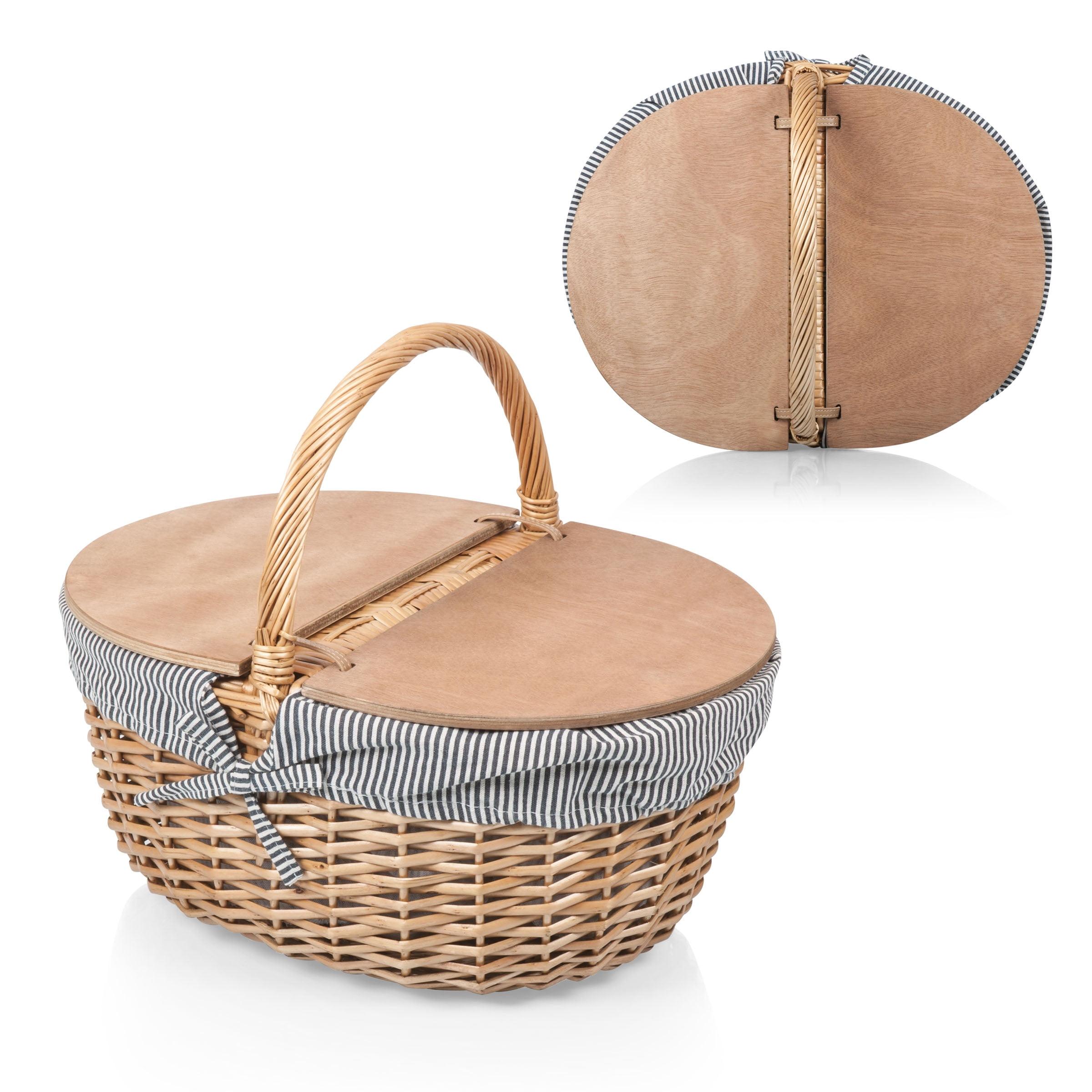 Country Vintage Wicker Picnic Basket for 2