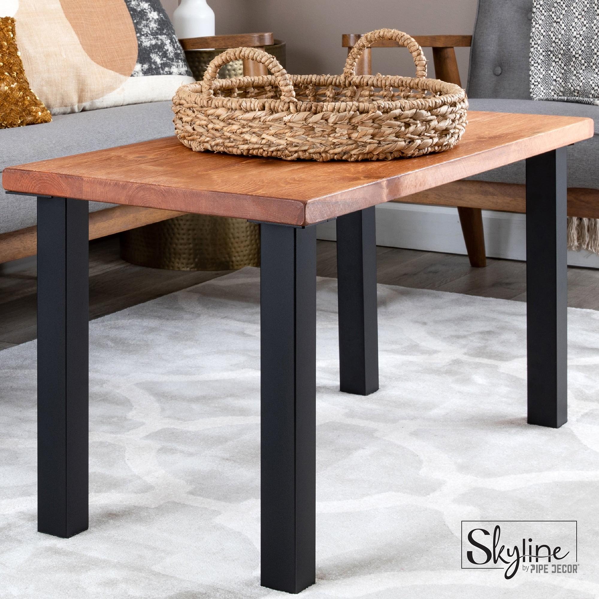 PIPE DECOR  Matte Black Steel Modern Living Room Table Legs Set of 4 18 in. H End Tables