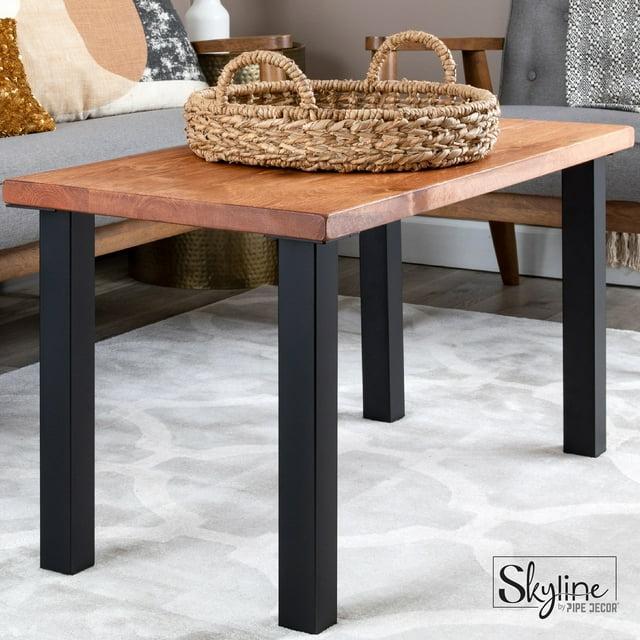 PIPE DECOR  Matte Black Steel Modern Living Room Table Legs Set of 4 18 in. H End Tables