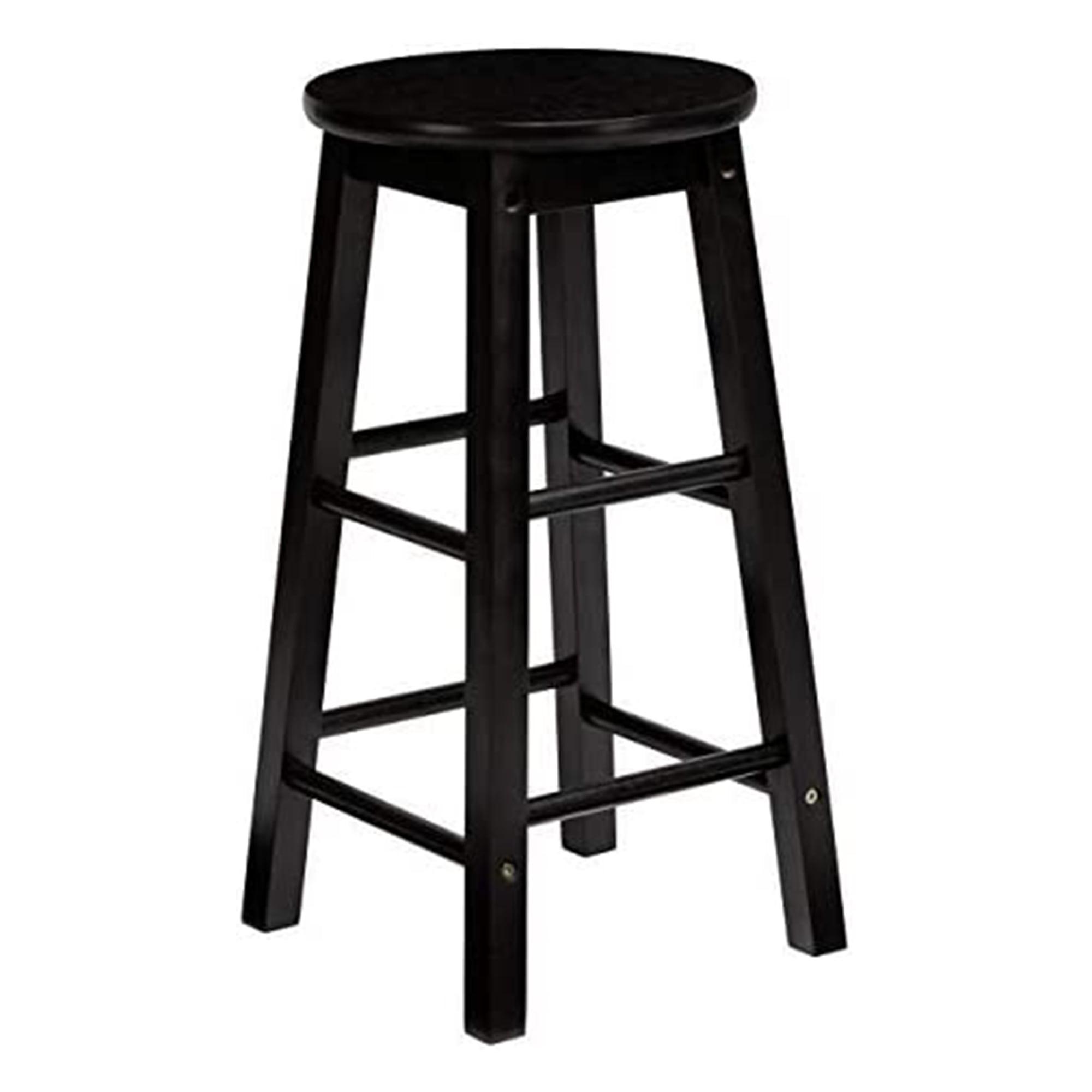 Black 29-Inch Adjustable Backless Wood Counter Stool