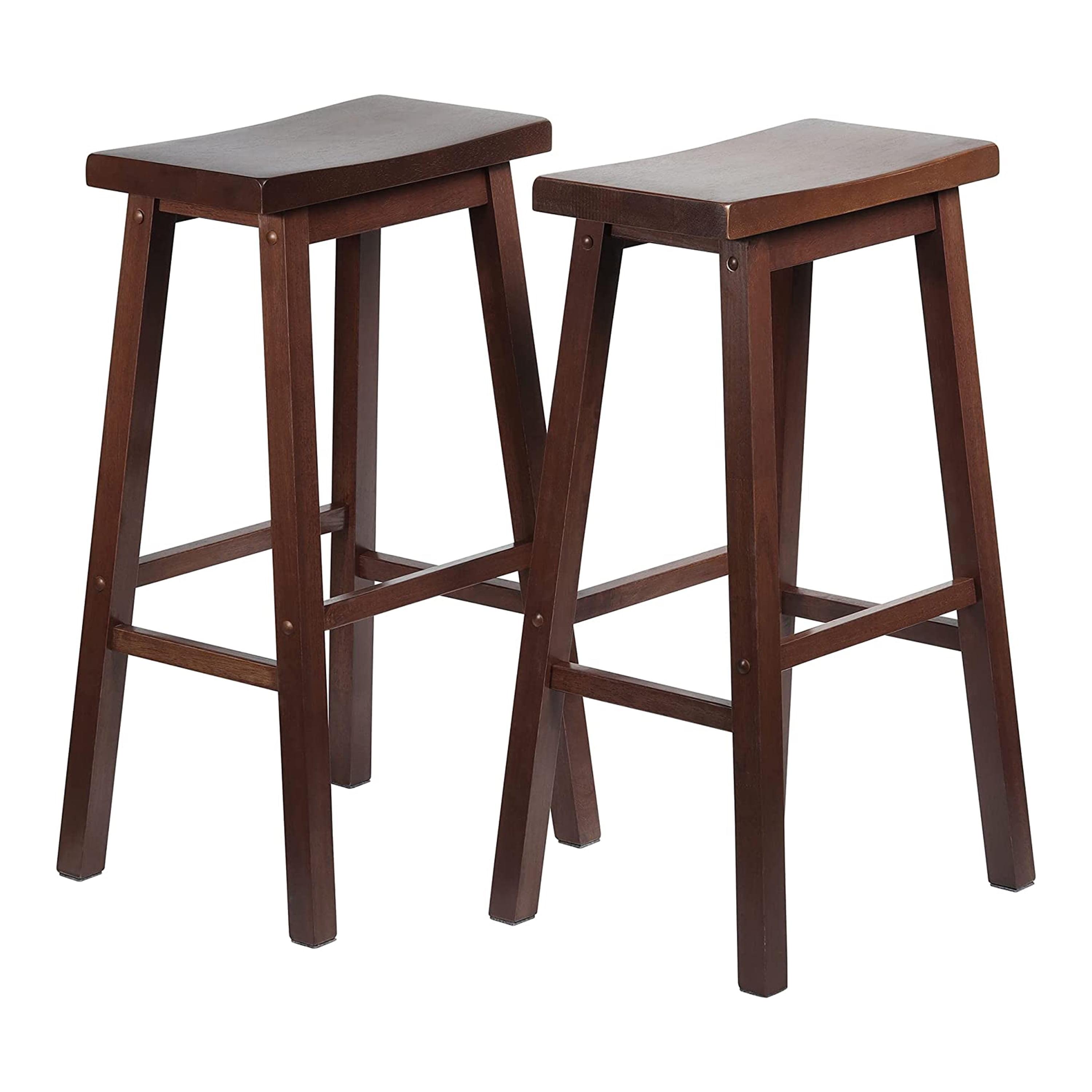 Adjustable Black Wood Backless Saddle Style Stool