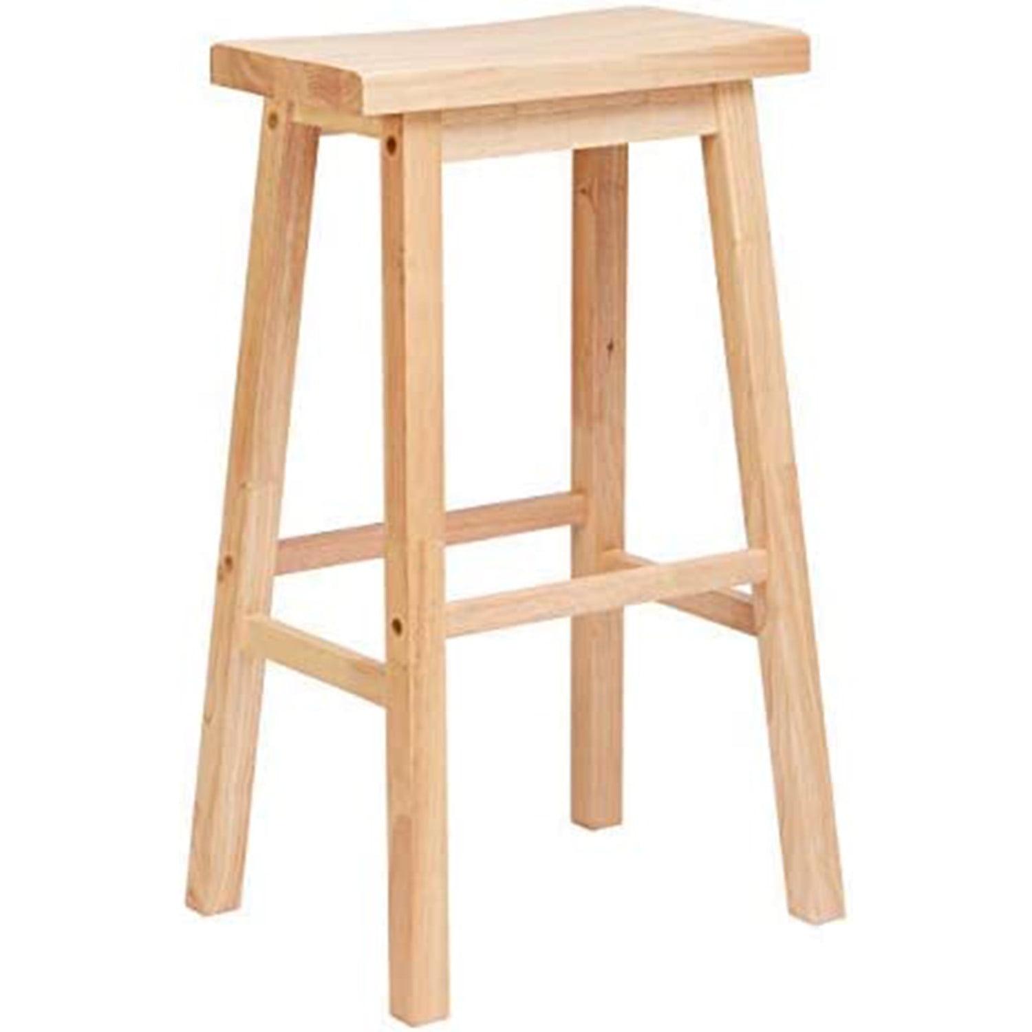 Natural Wood Saddle-Seat 30" Backless Counter Stool